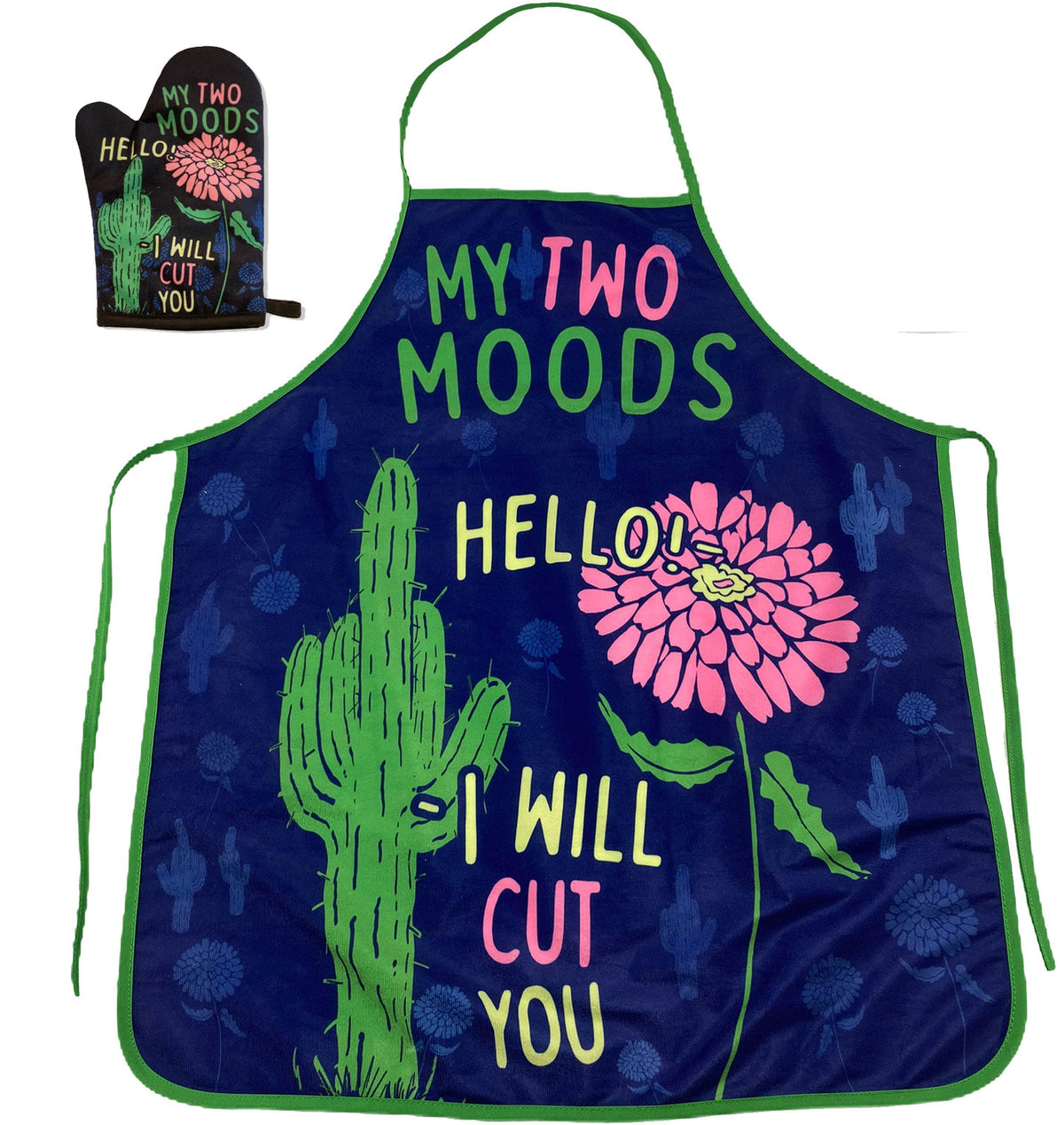 My Two Moods Hello I Will Cut You Oven Mitt + Apron - Crazy Dog T-Shirts