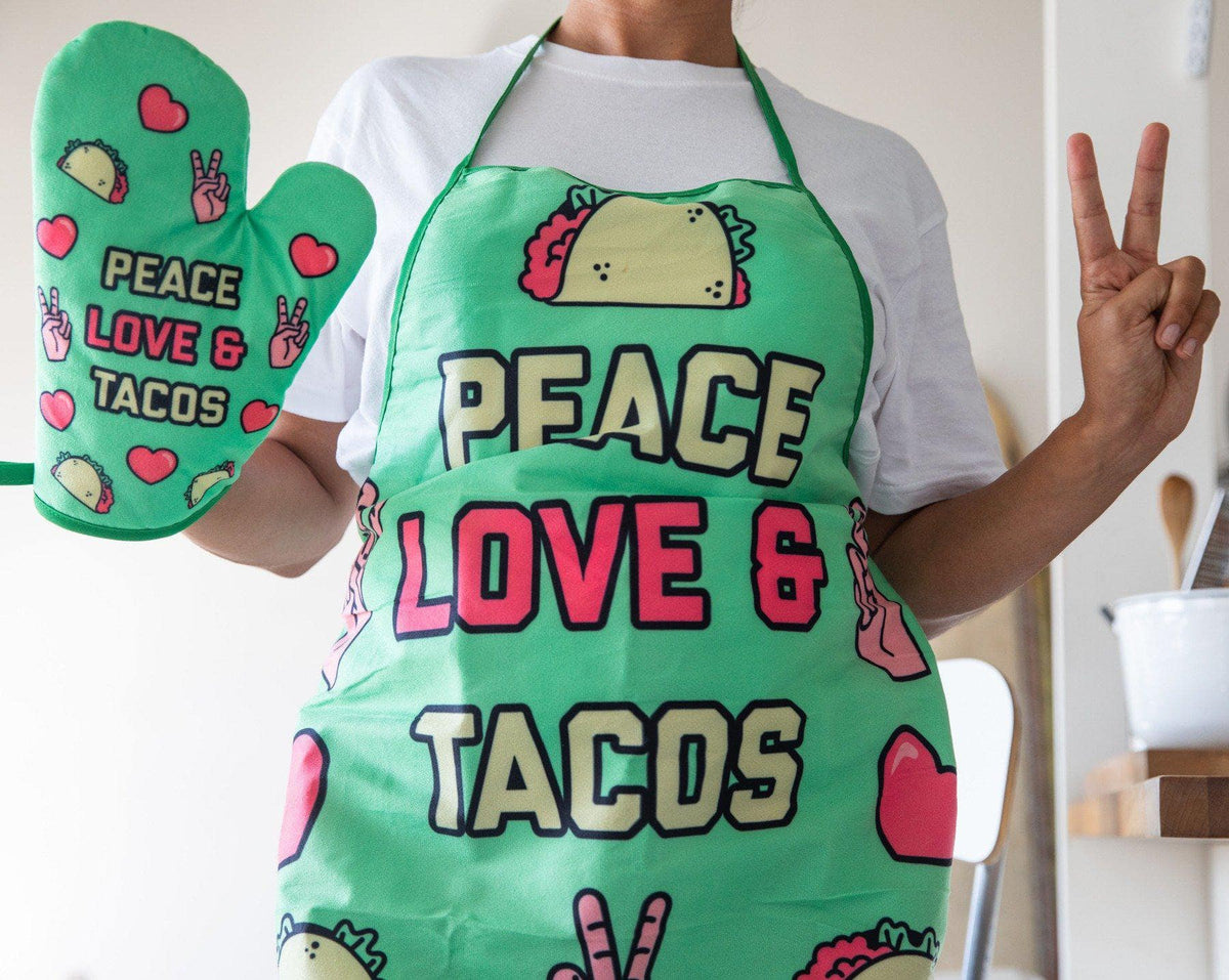 Peace Love Tacos Oven Mitt + Apron - Crazy Dog T-Shirts