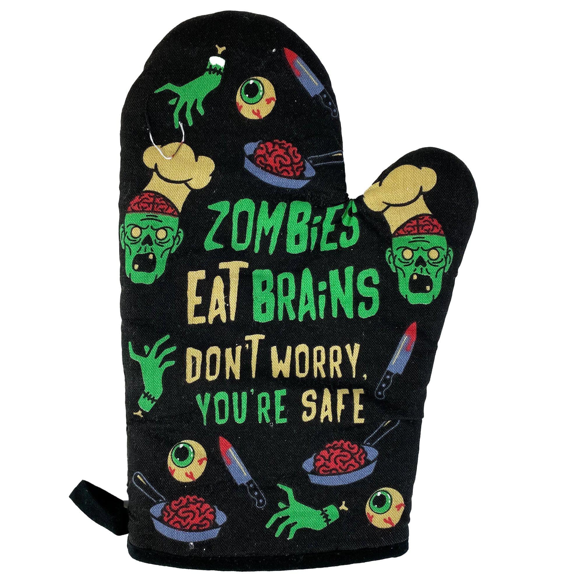 Zombies Eat Brains Oven Mitt - Crazy Dog T-Shirts