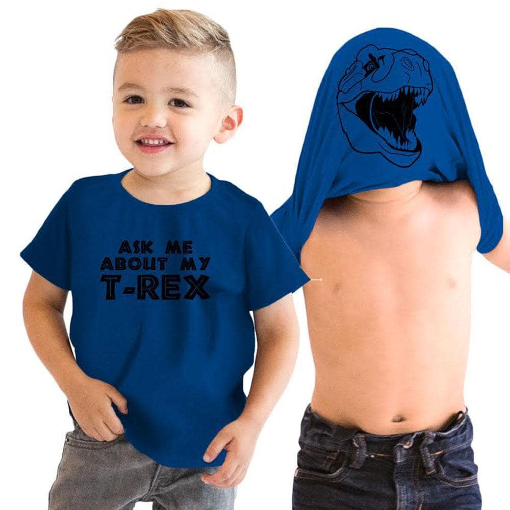 Ask Me About My T-Rex Toddler Tshirt  -  Crazy Dog T-Shirts