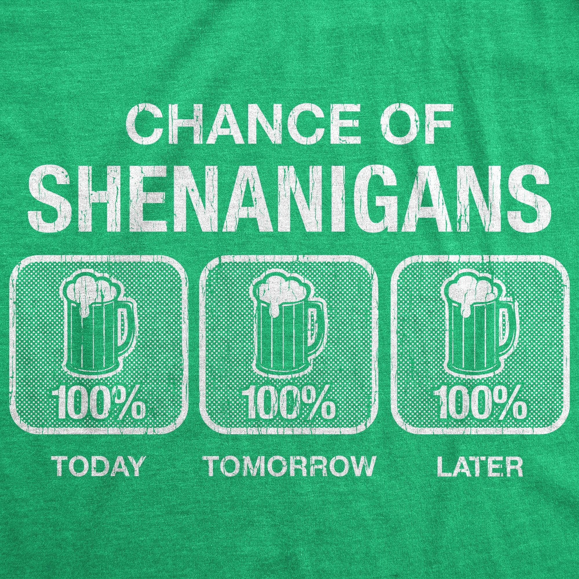 100% Chance Of Shenanigans Women's Tshirt  -  Crazy Dog T-Shirts