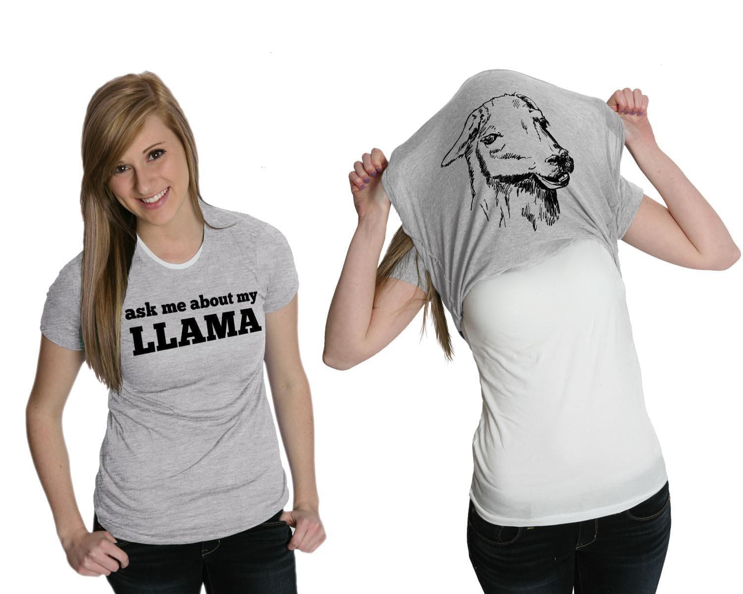 Ask Me About My Llama Women's Tshirt  -  Crazy Dog T-Shirts