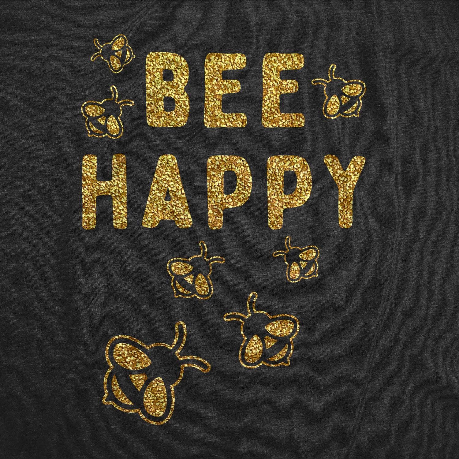 Bee Happy Glitter Women's Tshirt  -  Crazy Dog T-Shirts