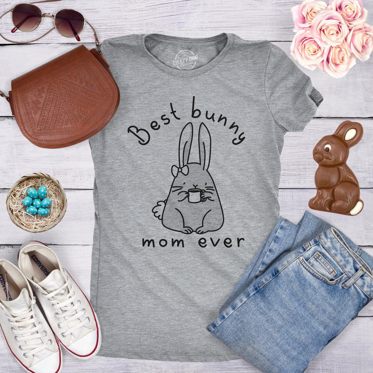 Best Bunny Mom Ever Women&#39;s Tshirt  -  Crazy Dog T-Shirts