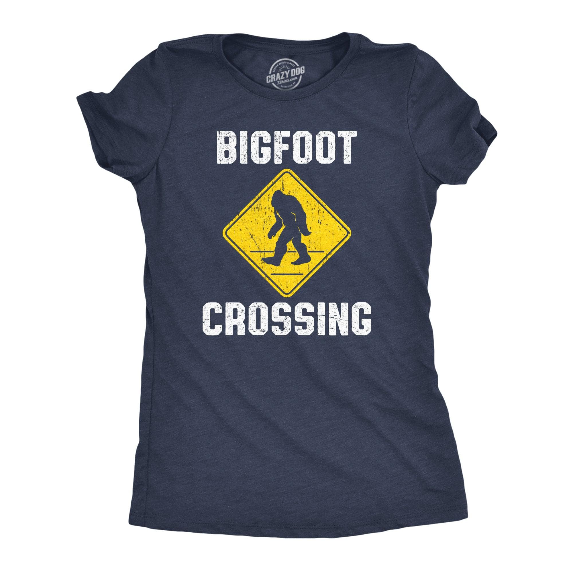 Bigfoot Crossing Women's Tshirt  -  Crazy Dog T-Shirts