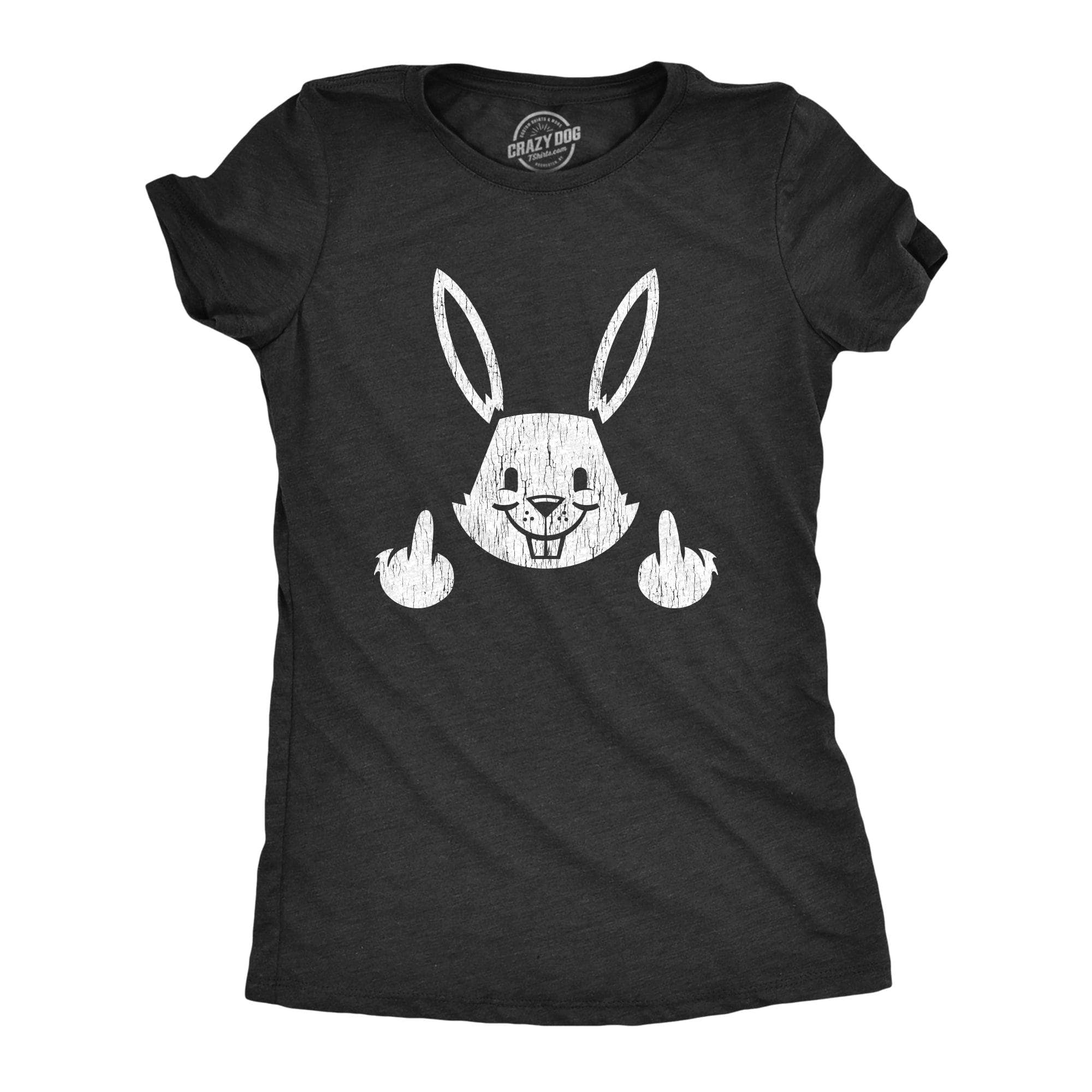 Bunny Flipping The Bird Women's Tshirt  -  Crazy Dog T-Shirts
