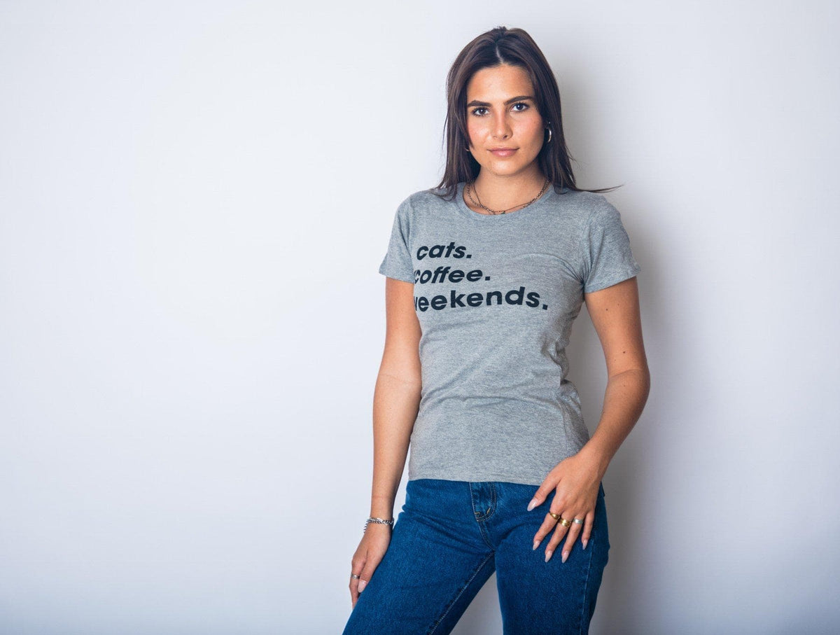 Cats Coffee Weekends Women&#39;s Tshirt  -  Crazy Dog T-Shirts