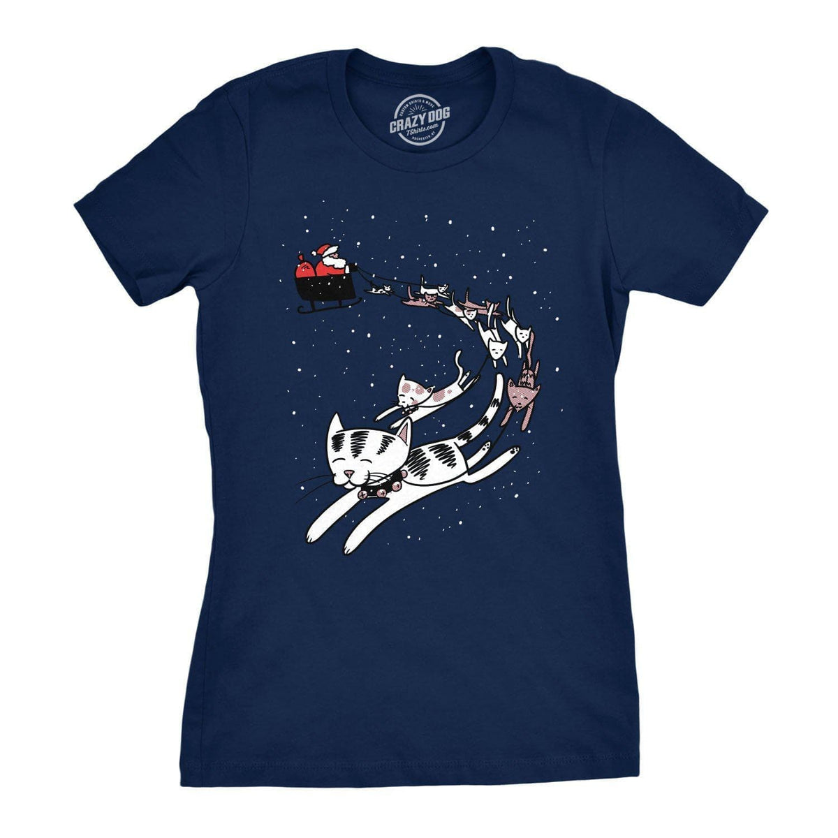 Cats In Christmas Sleigh Women&#39;s Tshirt - Crazy Dog T-Shirts