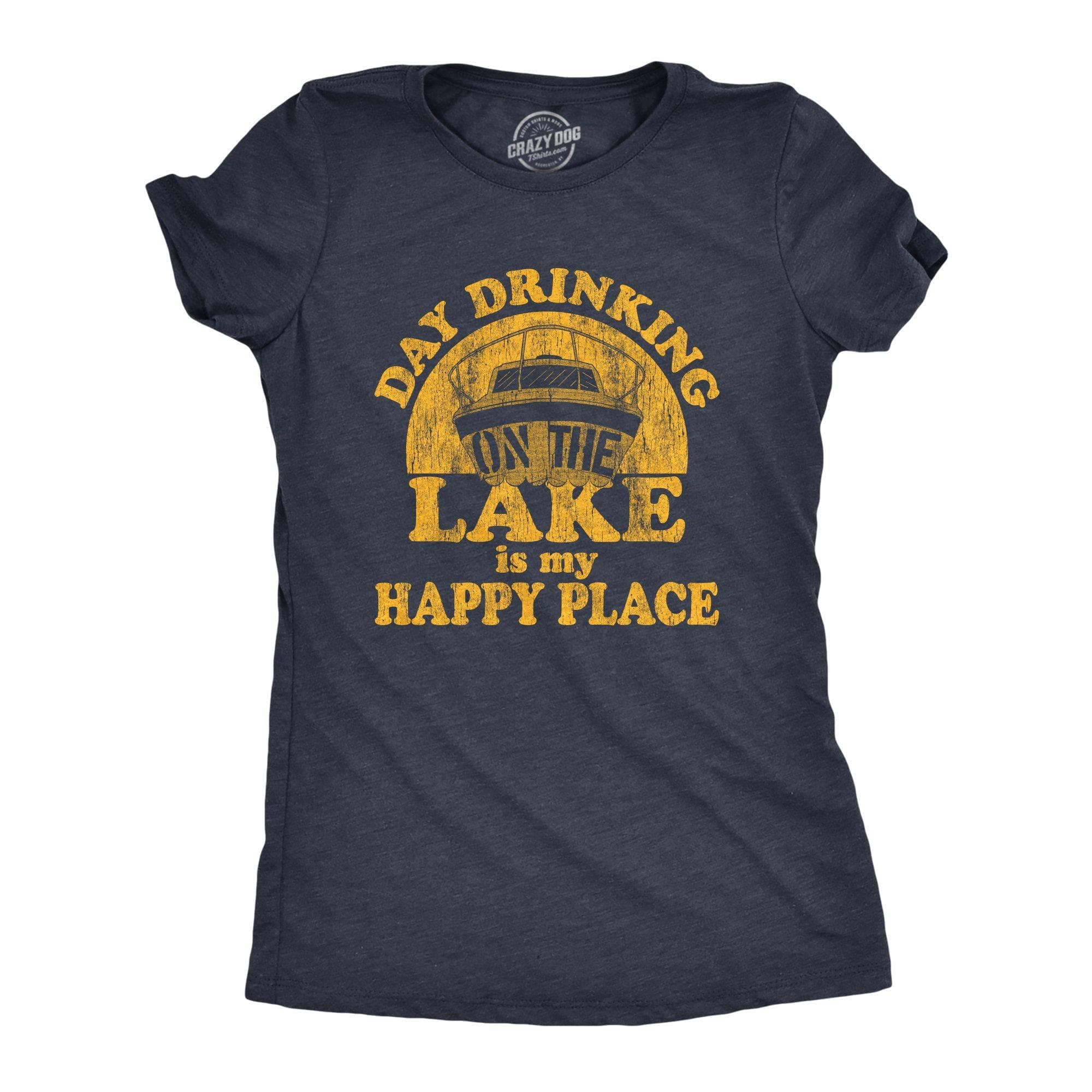 Day Drinking On The Lake Is My Happy Place Women's Tshirt - Crazy Dog T-Shirts