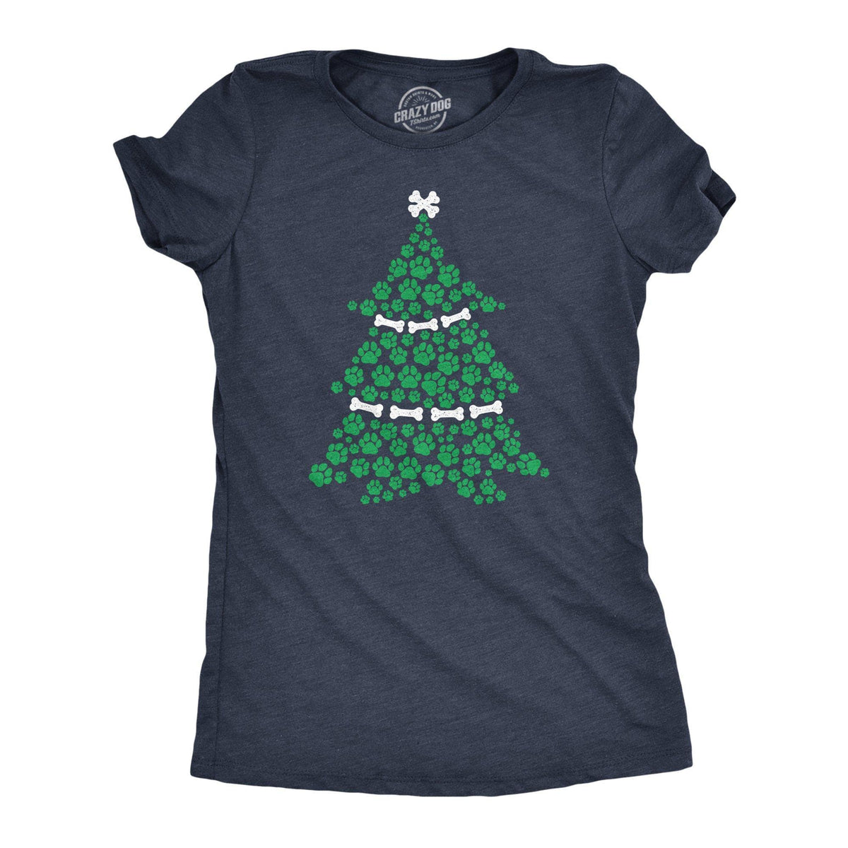 Dog Paw Christmas Tree Women&#39;s Tshirt  -  Crazy Dog T-Shirts