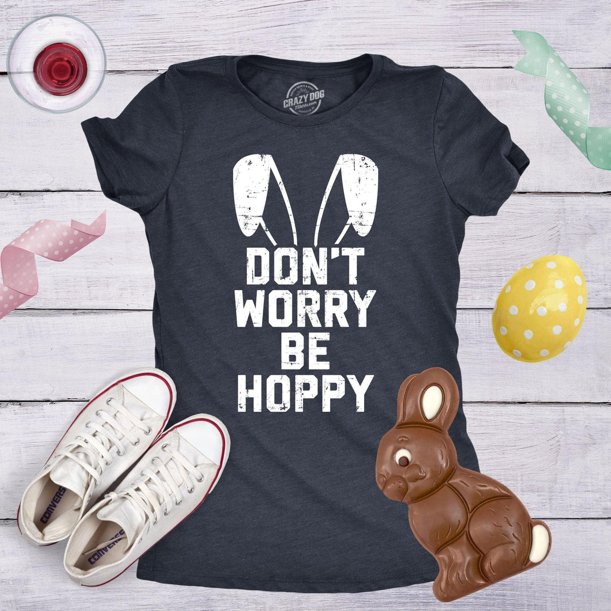Don&#39;t Worry Be Hoppy Women&#39;s Tshirt  -  Crazy Dog T-Shirts