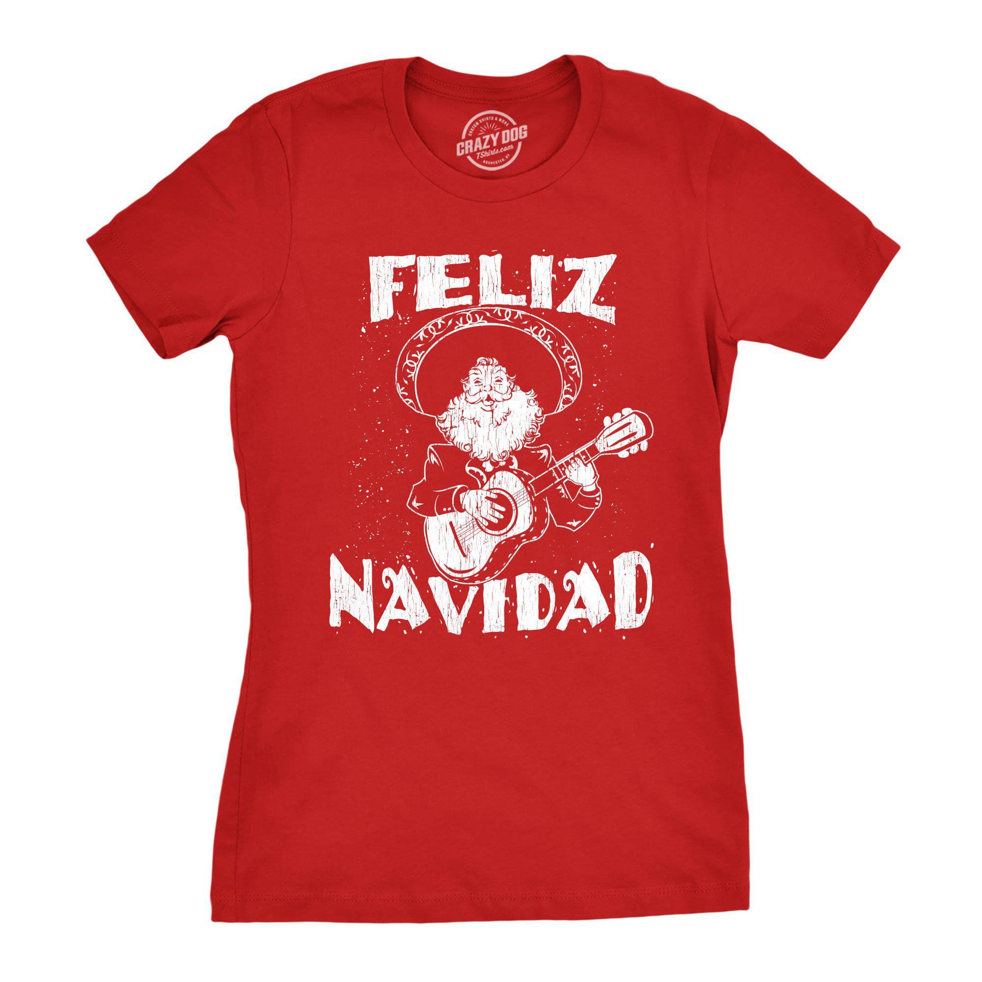 Feliz Navidad Women's Tshirt - Crazy Dog T-Shirts
