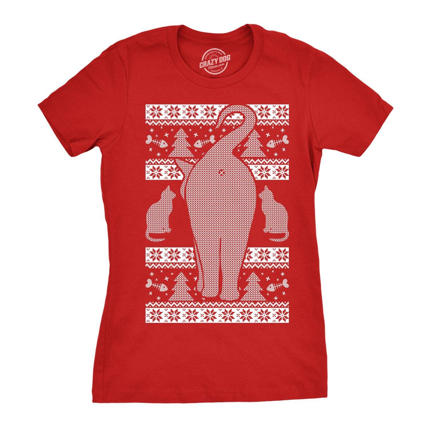 Festive Feline Butt Women's Tshirt - Crazy Dog T-Shirts