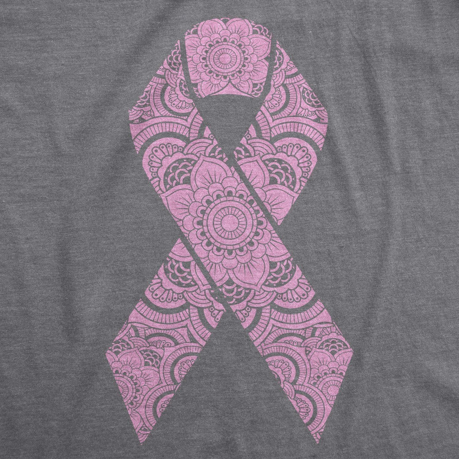 Floral Breast Cancer Ribbon Women's Tshirt  -  Crazy Dog T-Shirts