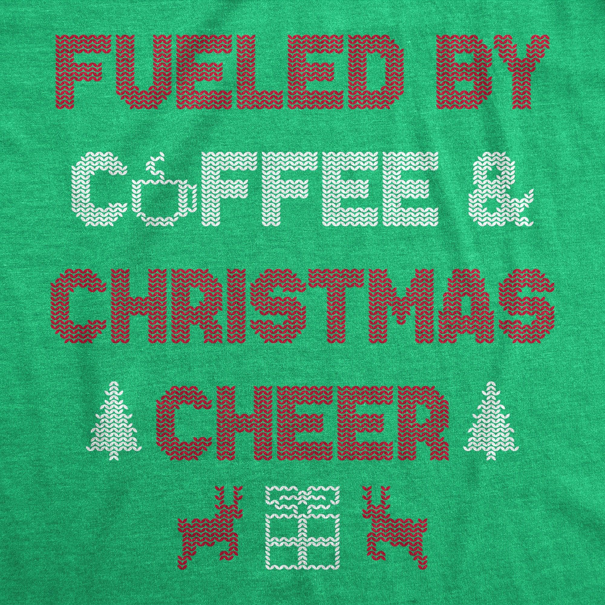 Fueled By Coffee And Christmas Cheer Women's Tshirt  -  Crazy Dog T-Shirts