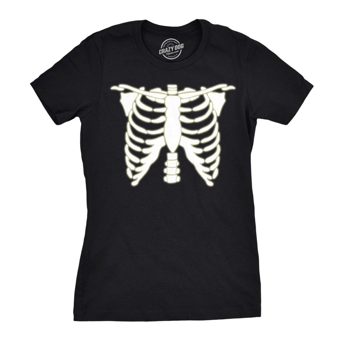 Glowing Skeleton Rib Cage Halloween Women&#39;s Tshirt - Crazy Dog T-Shirts