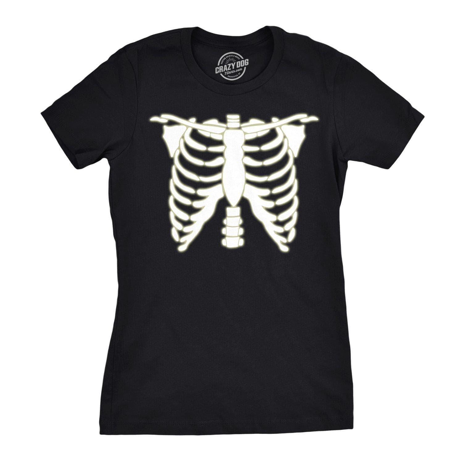 Glowing Skeleton Rib Cage Halloween Women's Tshirt - Crazy Dog T-Shirts