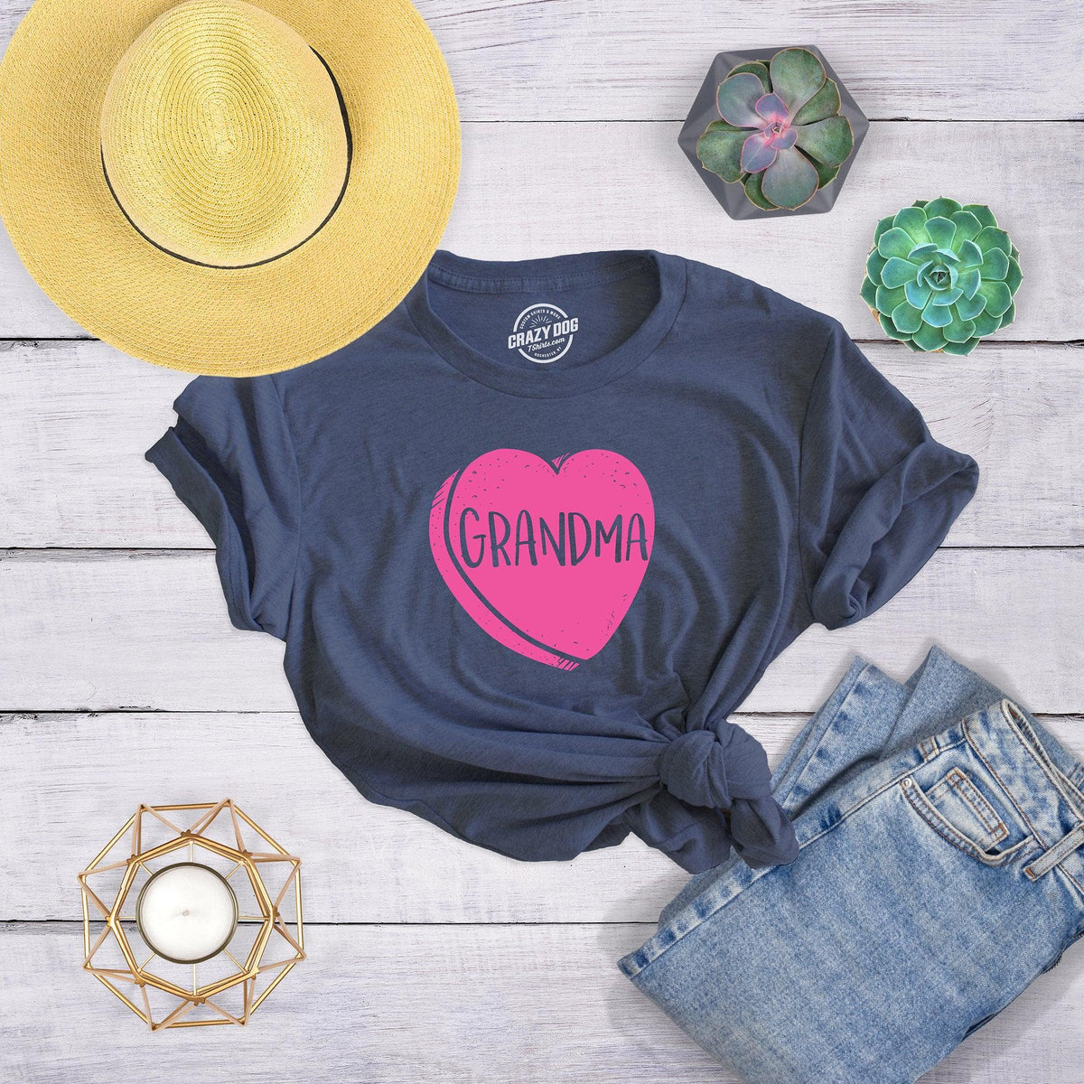 Grandma Candy Heart Women&#39;s Tshirt  -  Crazy Dog T-Shirts