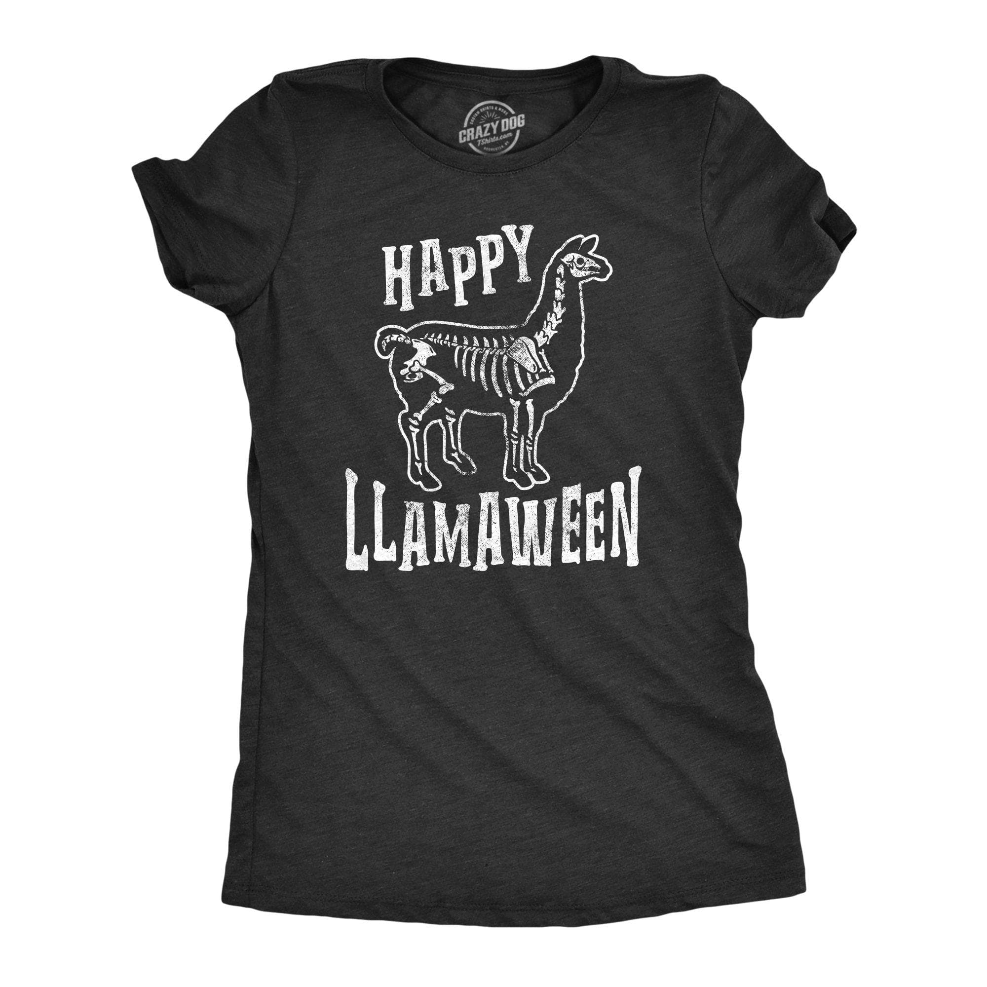 Happy Llamaween Women's Tshirt - Crazy Dog T-Shirts