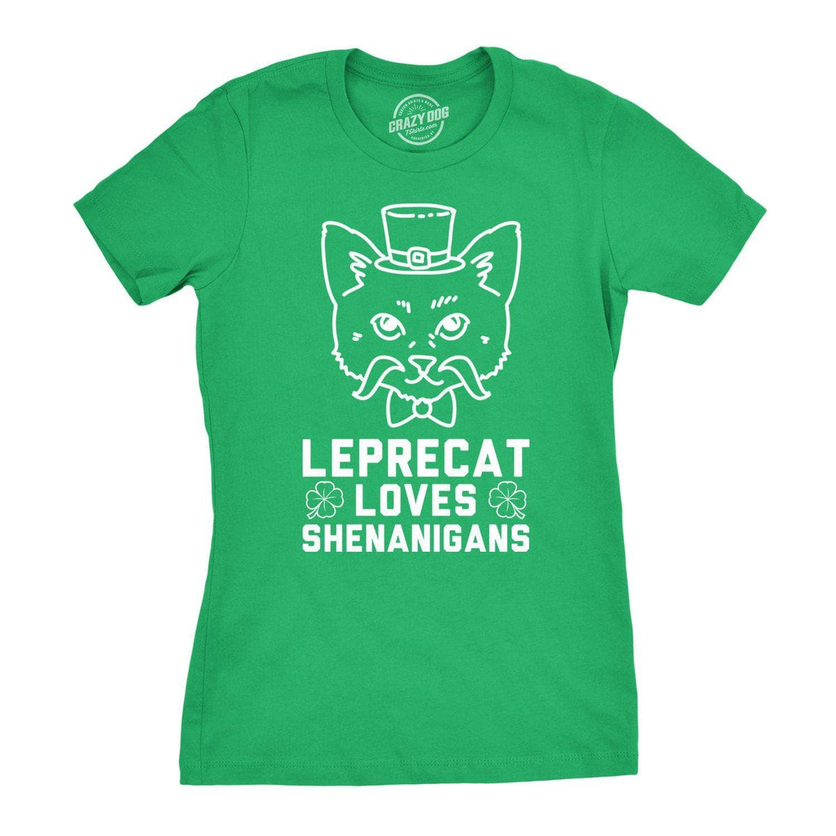 Leprecat Loves Shenanigans Women&#39;s Tshirt  -  Crazy Dog T-Shirts