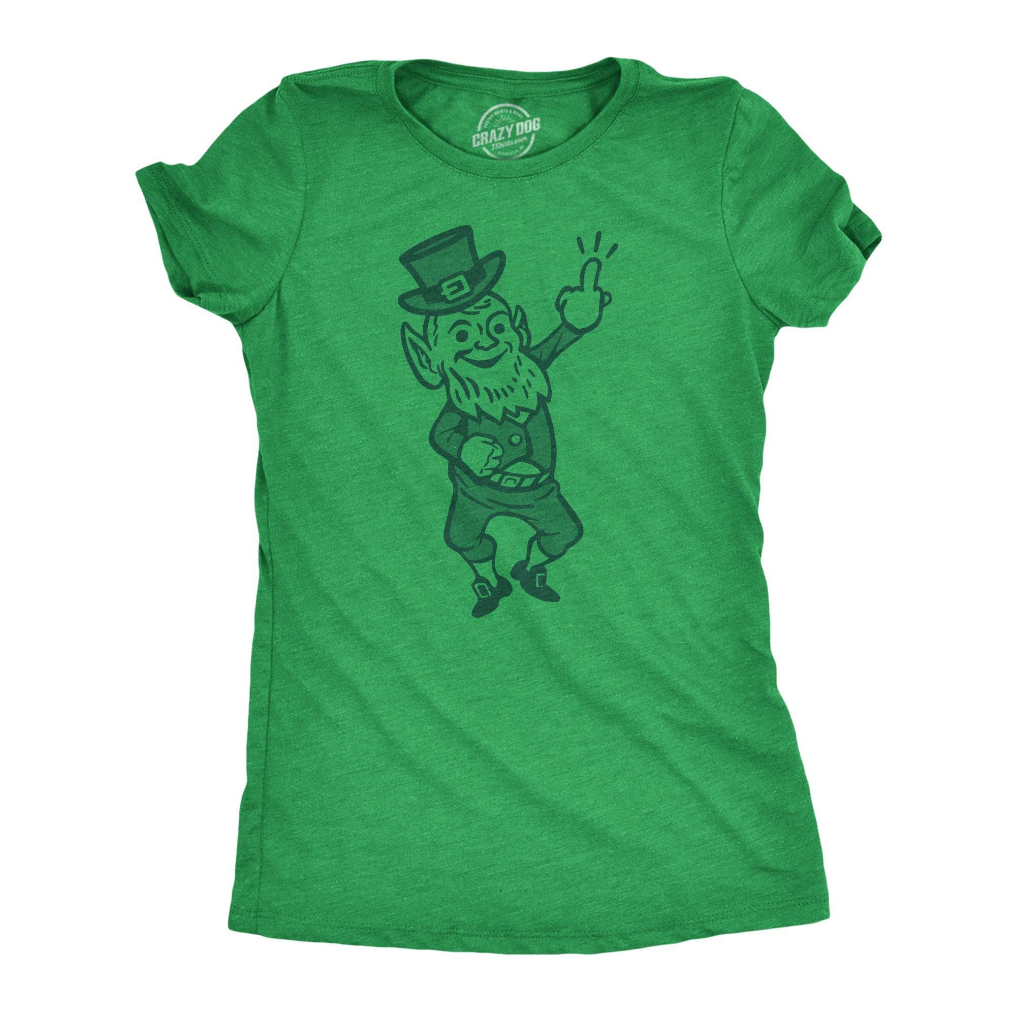 Leprechaun Middle Finger Women's Tshirt  -  Crazy Dog T-Shirts