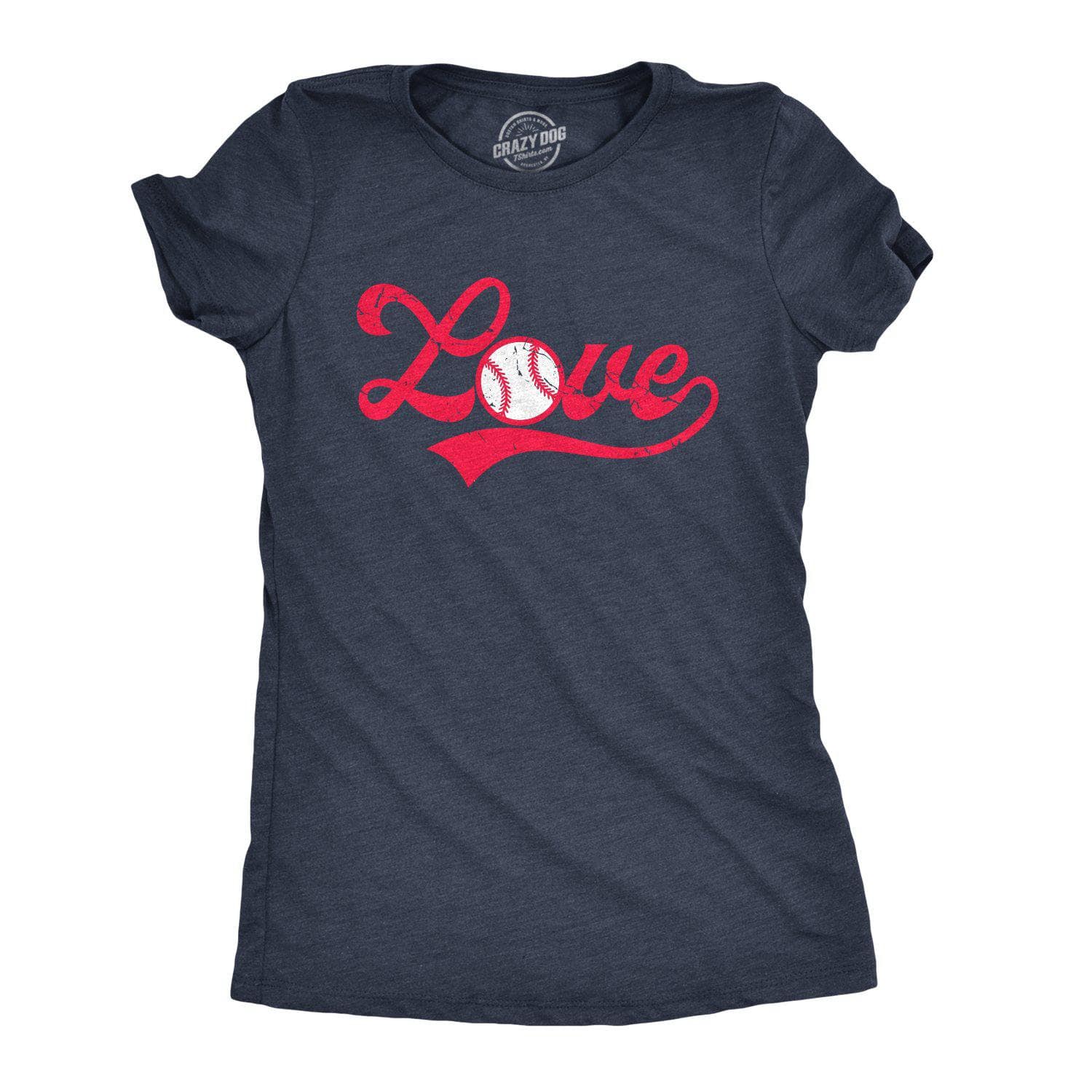 Love Baseball Script Women's Tshirt - Crazy Dog T-Shirts