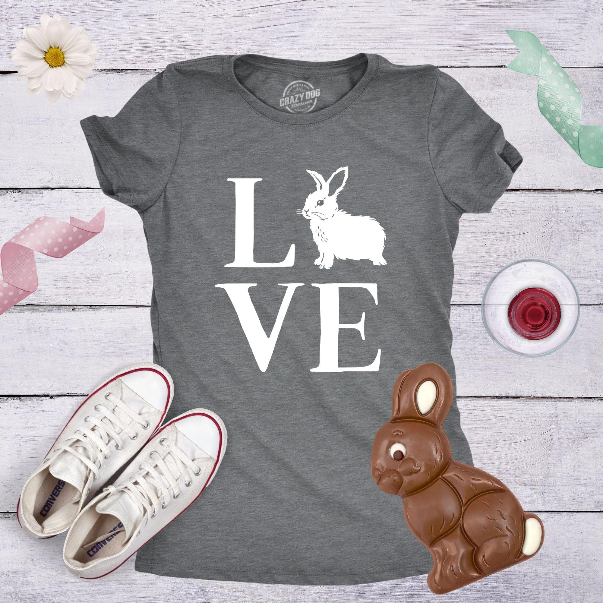 Love Bunny Women's Tshirt  -  Crazy Dog T-Shirts