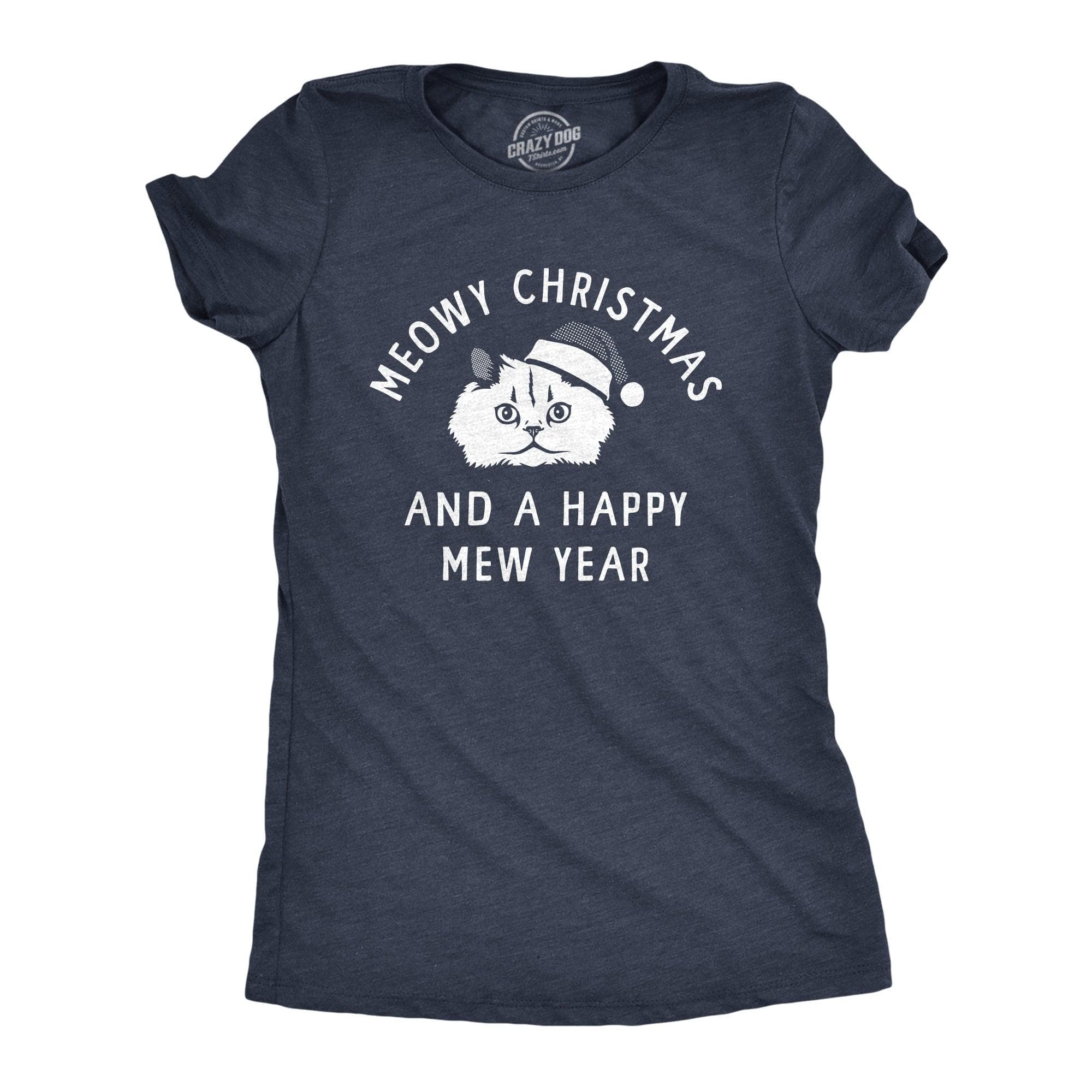 Meowy Christmas Women's Tshirt  -  Crazy Dog T-Shirts