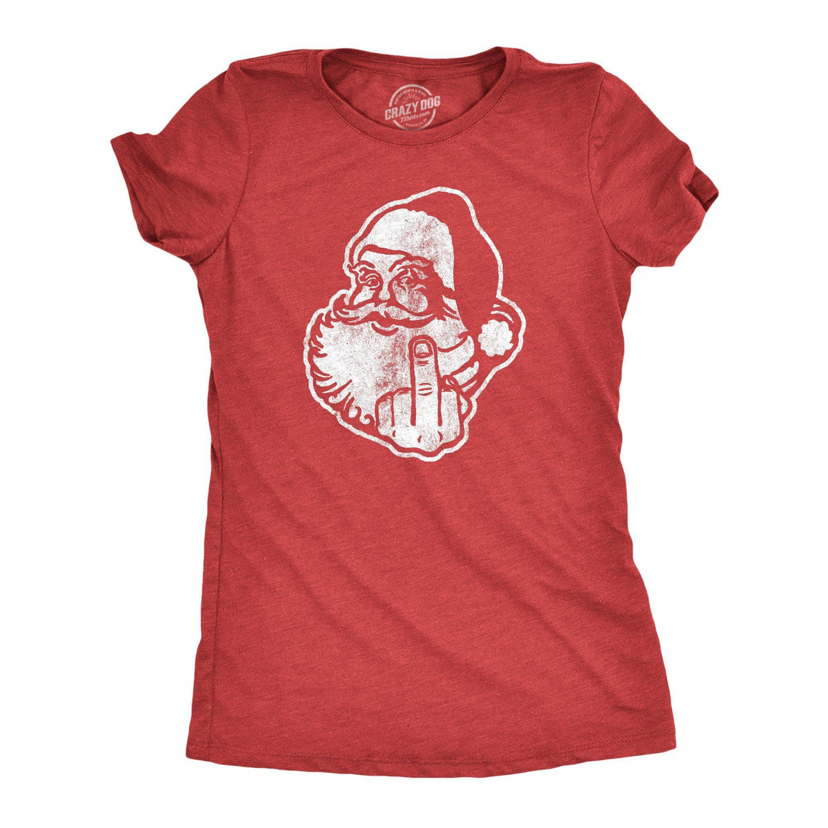 Middle Finger Santa Women&#39;s Tshirt - Crazy Dog T-Shirts