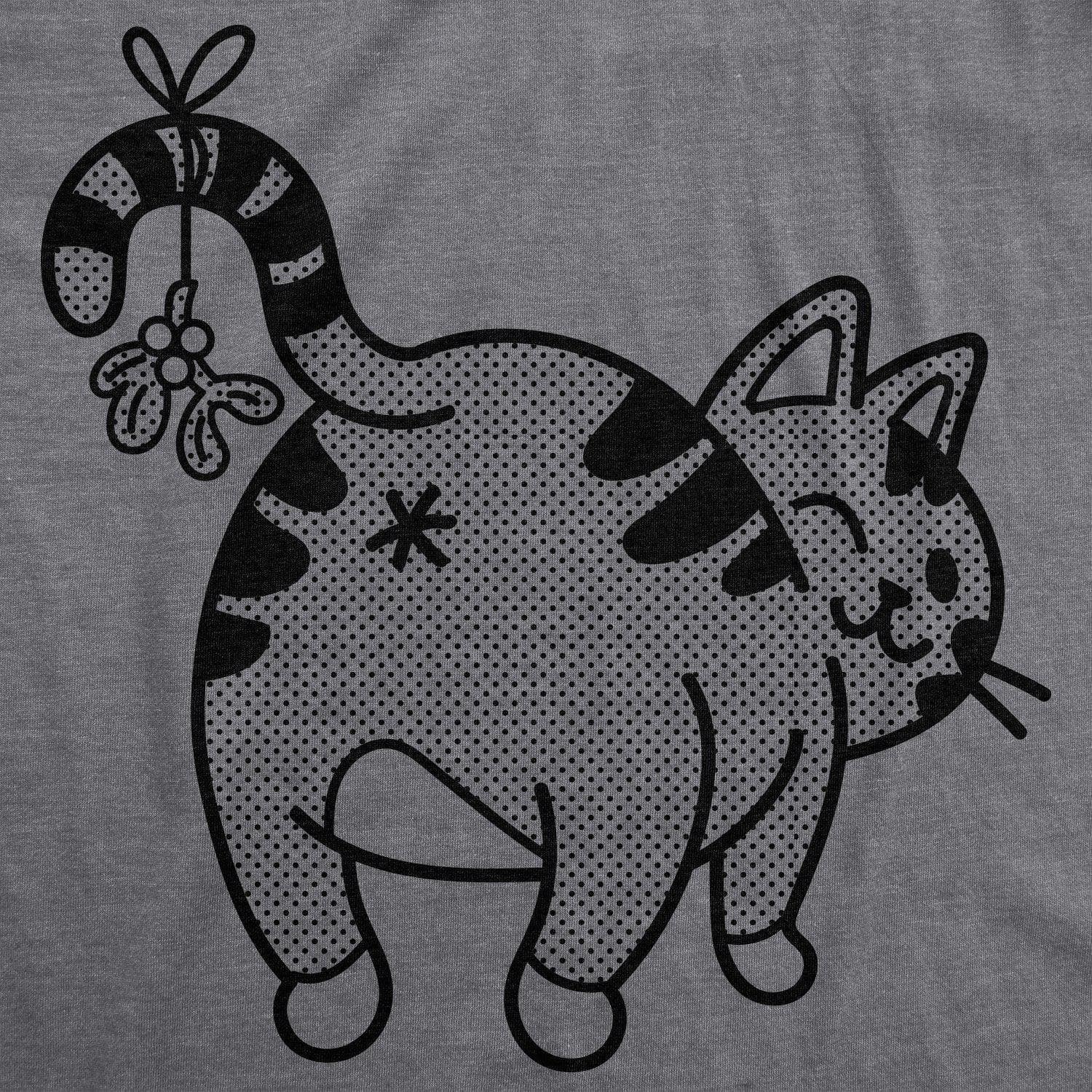 Mistletoe Cat Butt Women's Tshirt - Crazy Dog T-Shirts