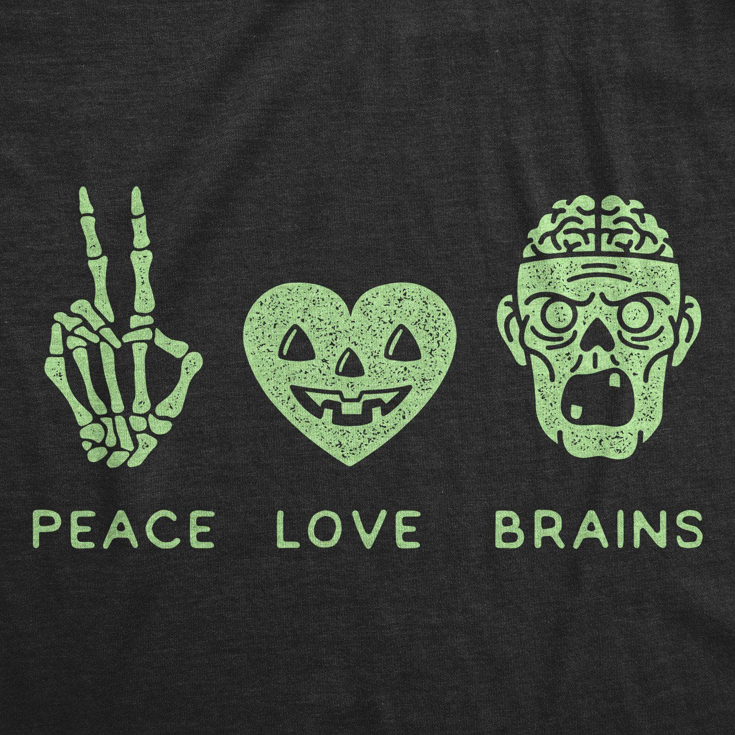 Peace Love Brains Women's Tshirt - Crazy Dog T-Shirts