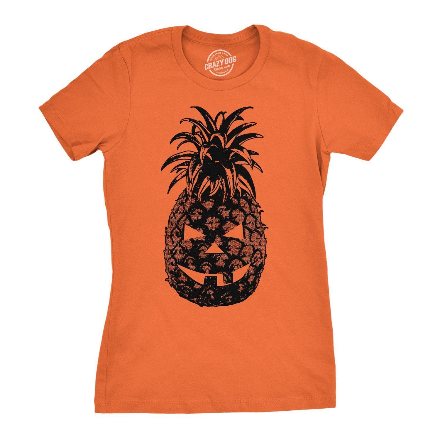 Pineapple Jack-O-Lantern Women's Tshirt - Crazy Dog T-Shirts