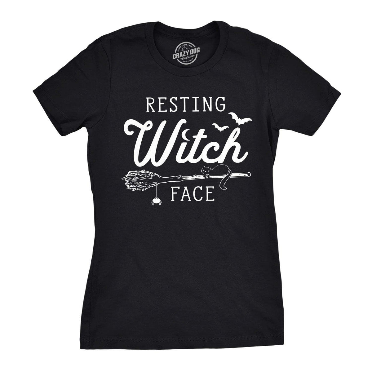 Resting Witch Face Broomstick Women&#39;s Tshirt - Crazy Dog T-Shirts