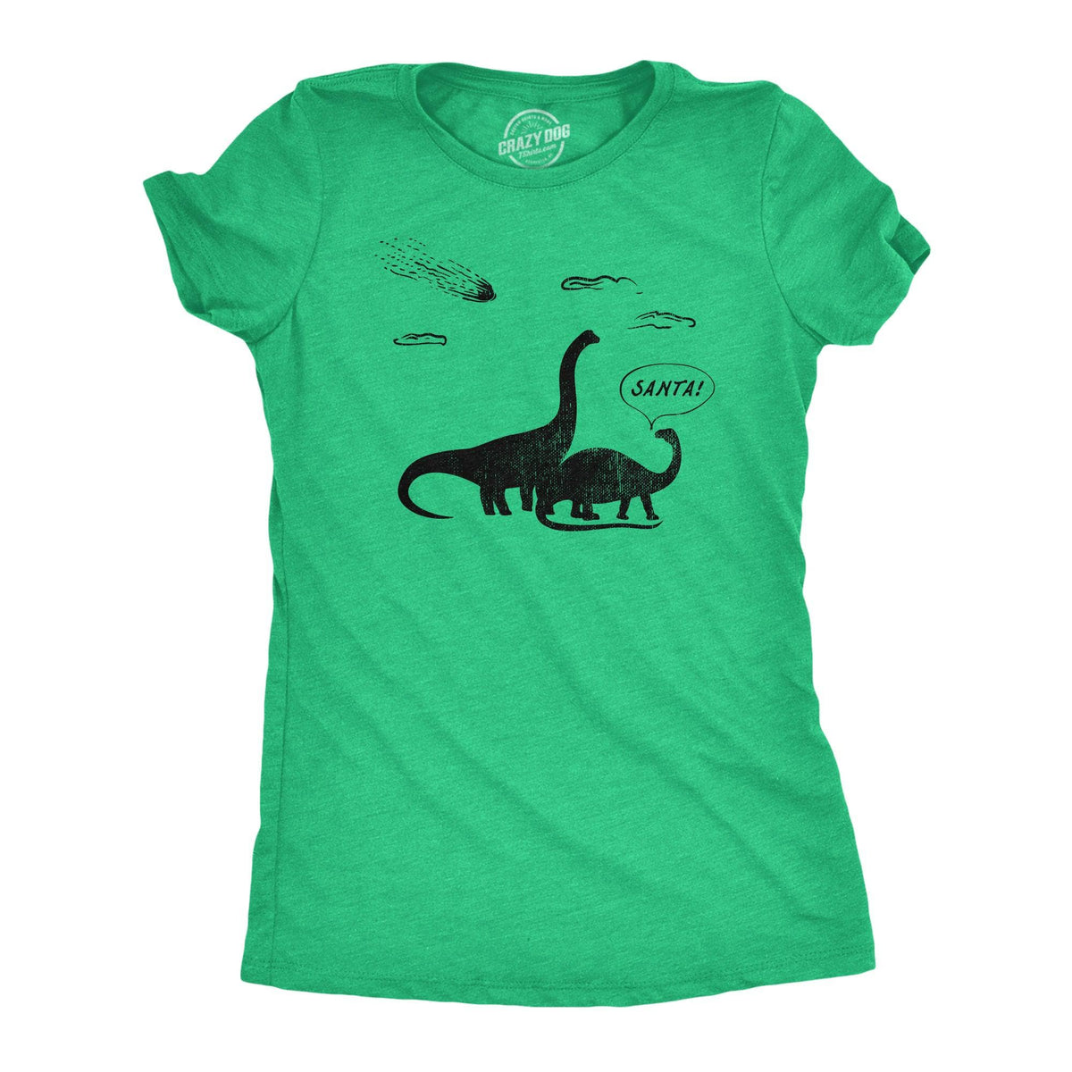 Santa Dinosaurs Women&#39;s Tshirt  -  Crazy Dog T-Shirts