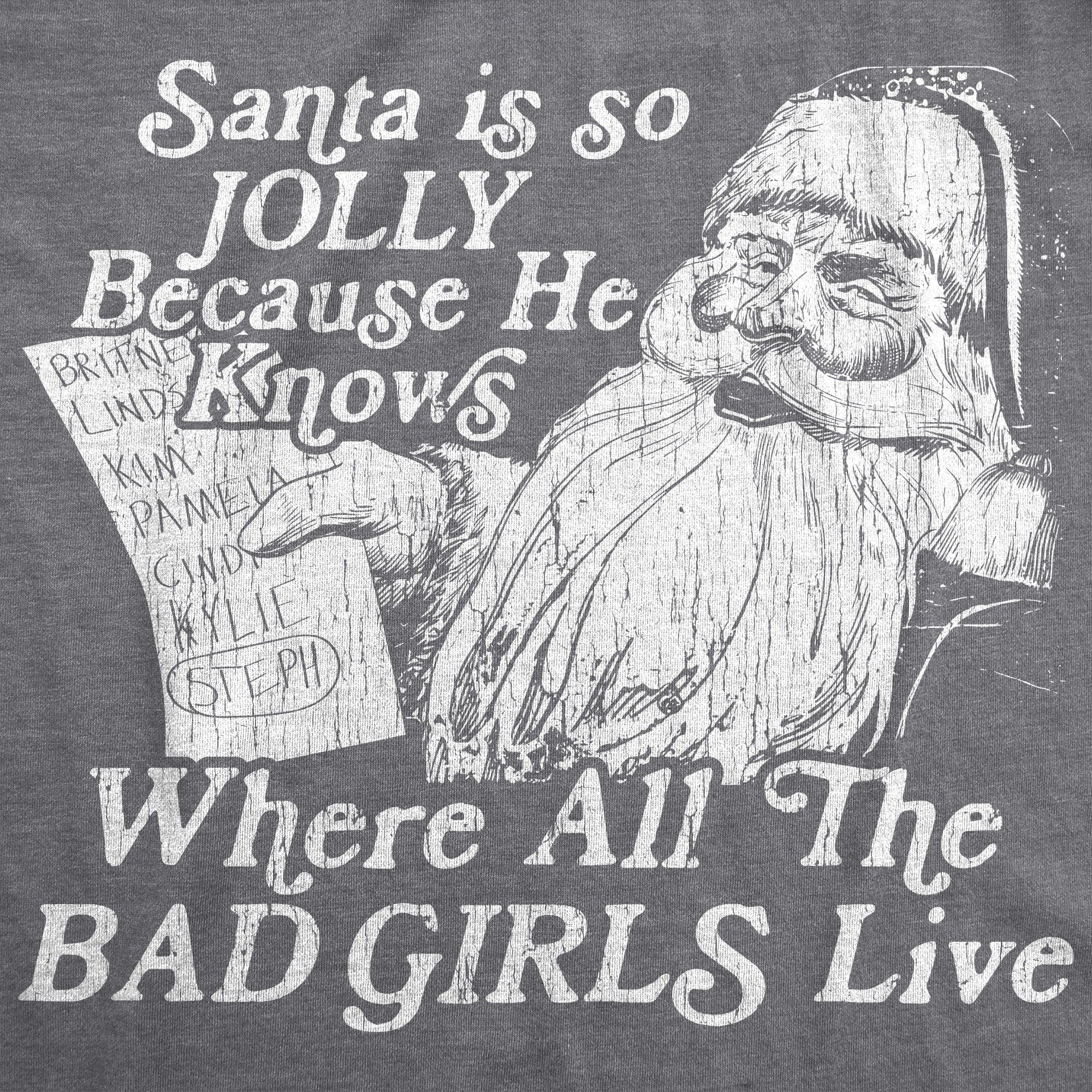 Santa Is Jolly Because He Knows Where The Bad Girls Live Women's Tshirt - Crazy Dog T-Shirts