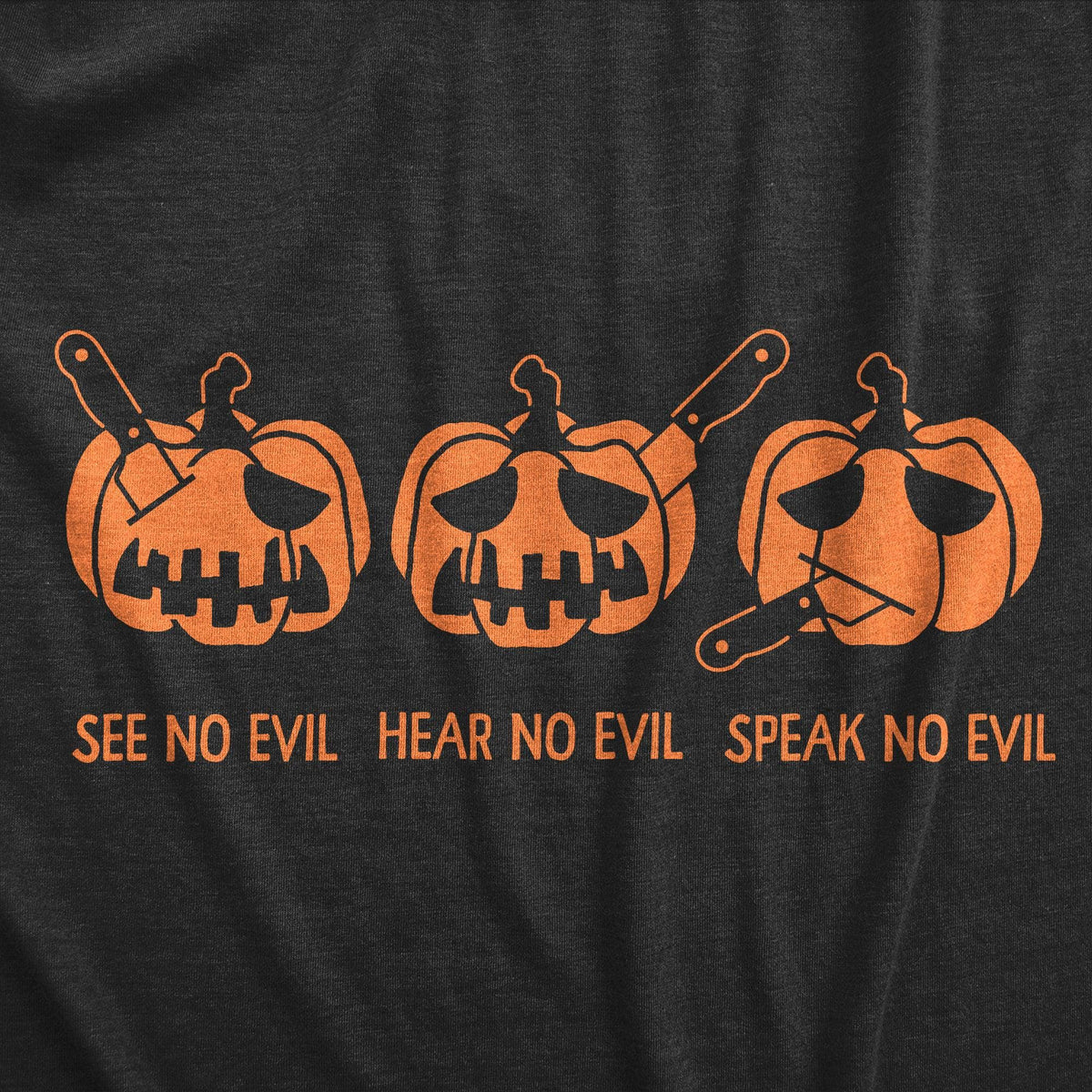 See No Evil Hear No Evil Speak No Evil Pumpkin Women&#39;s Tshirt  -  Crazy Dog T-Shirts