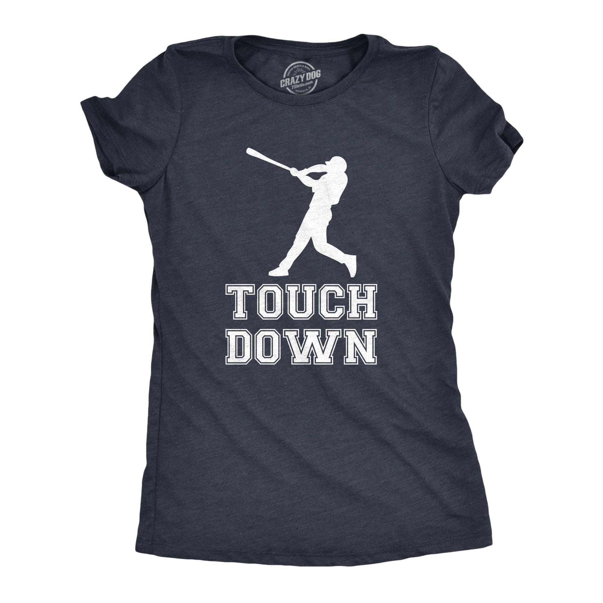 Touch Down Baseball Bat Women's Tshirt  -  Crazy Dog T-Shirts