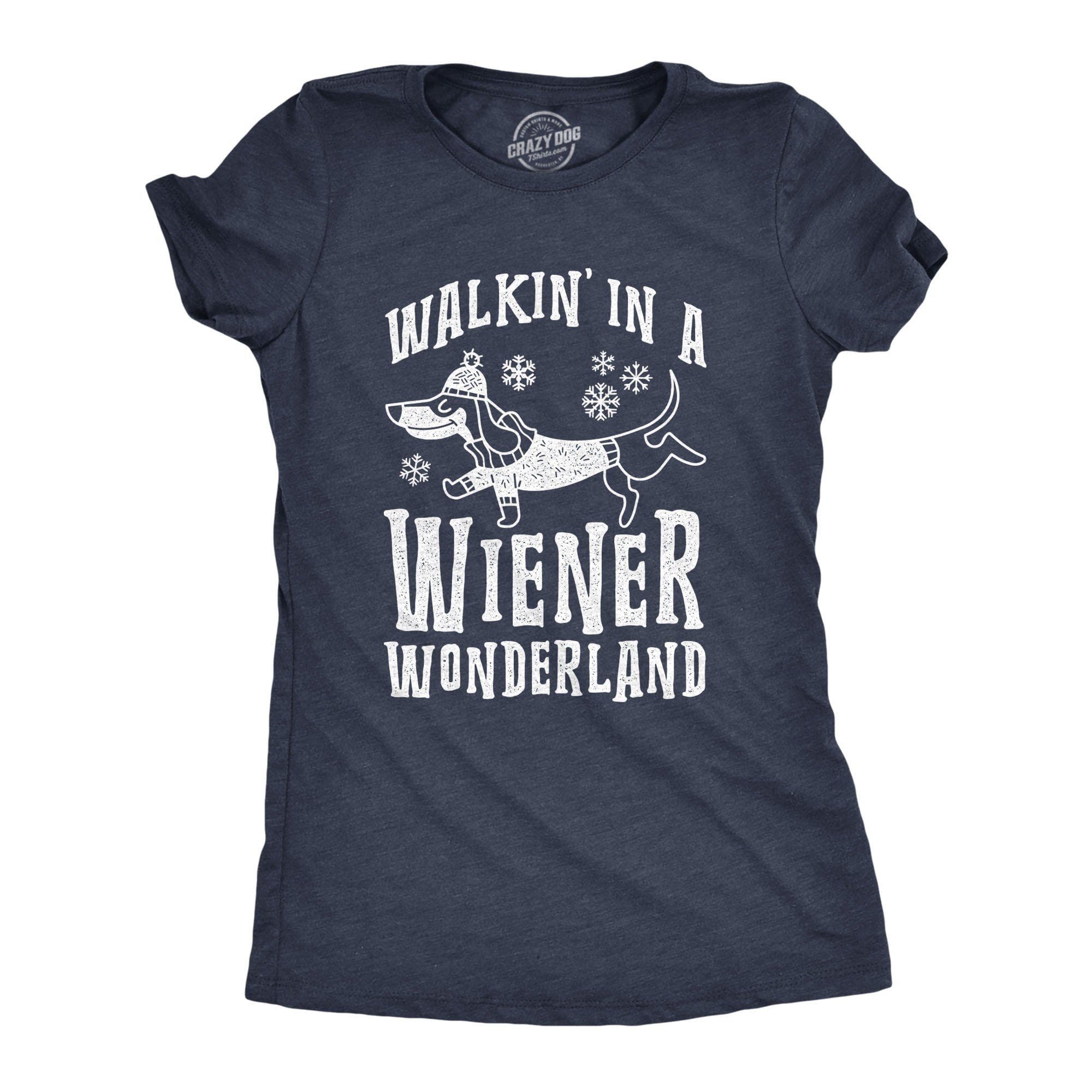 Walkin In A Wiener Wonderland Women's Tshirt - Crazy Dog T-Shirts