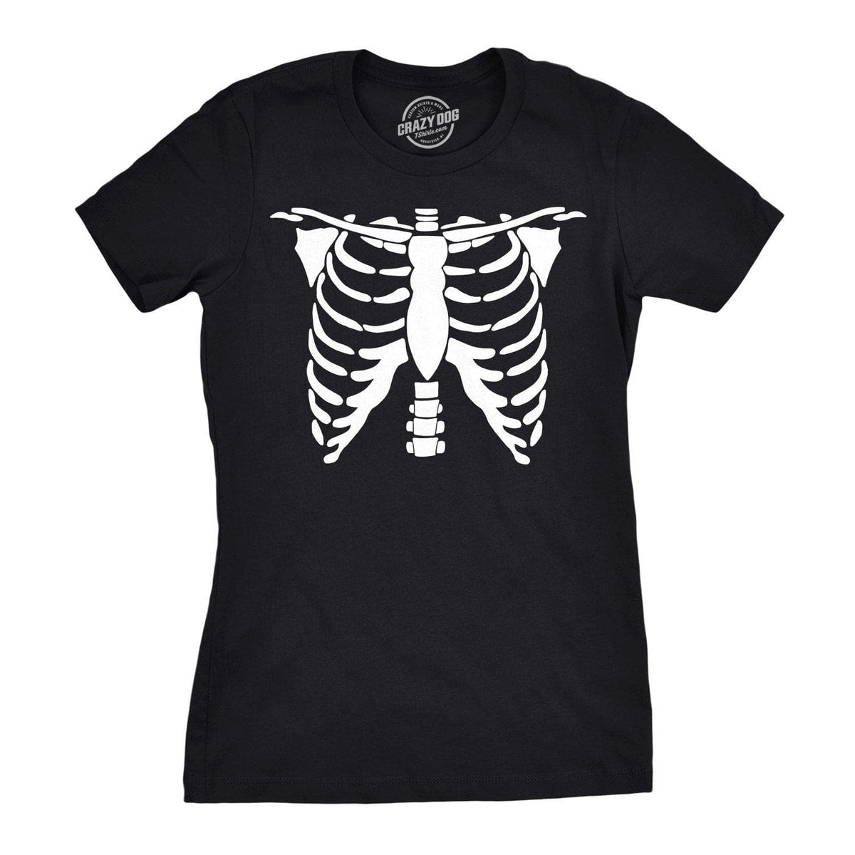 White Skeleton Rib Cage Women&#39;s Tshirt - Crazy Dog T-Shirts