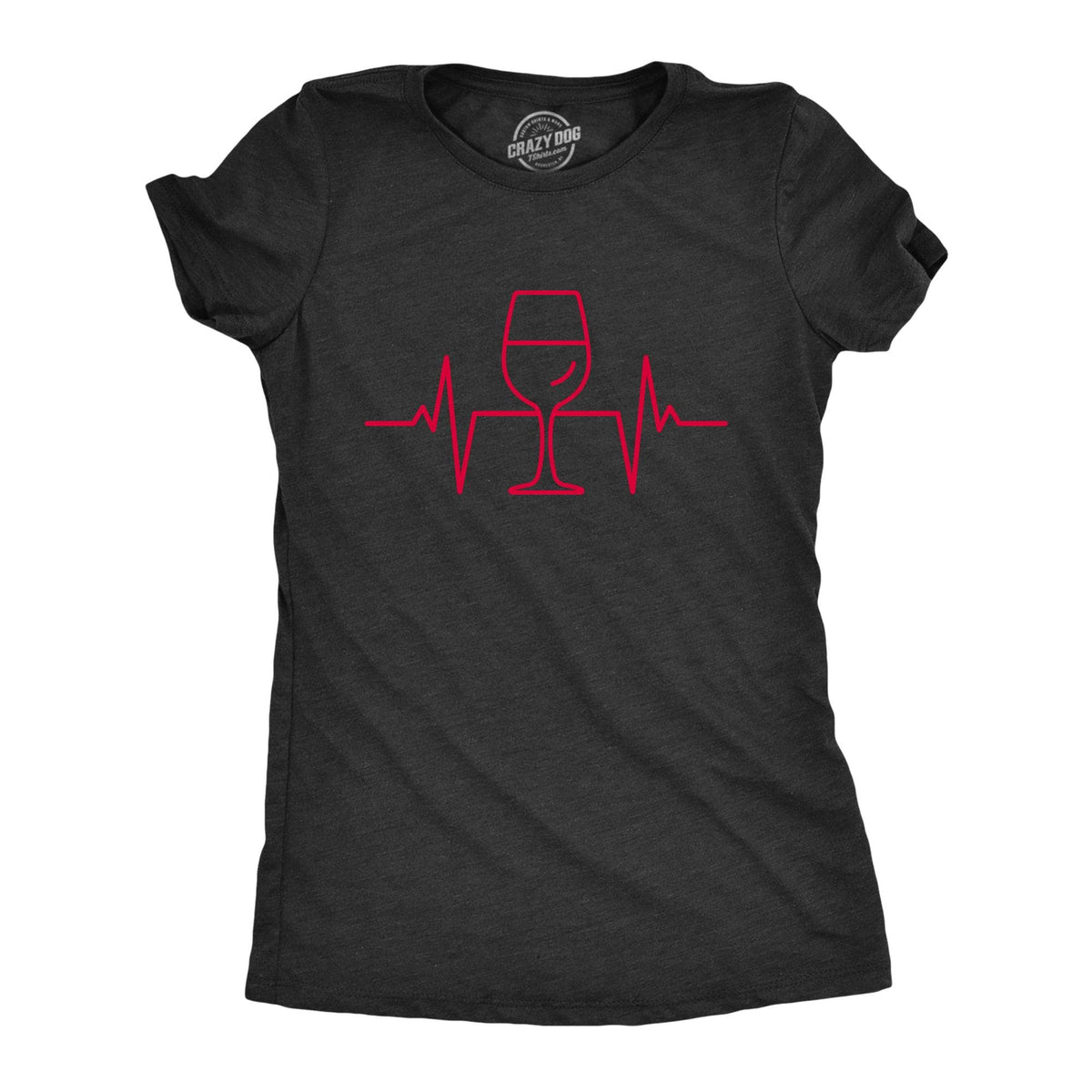 Wine Glass Heart Beat Women&#39;s Tshirt  -  Crazy Dog T-Shirts