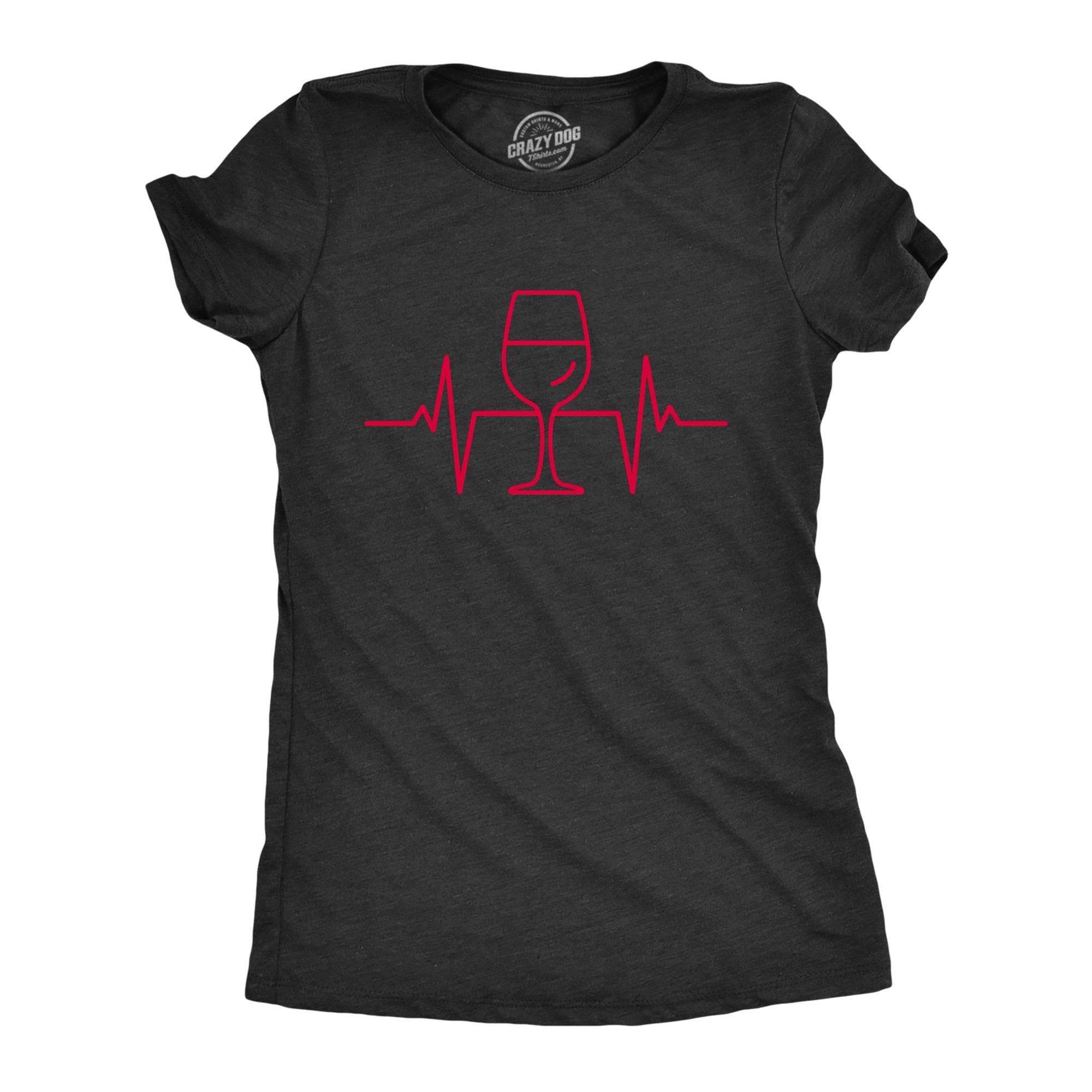 Wine Glass Heart Beat Women's Tshirt  -  Crazy Dog T-Shirts