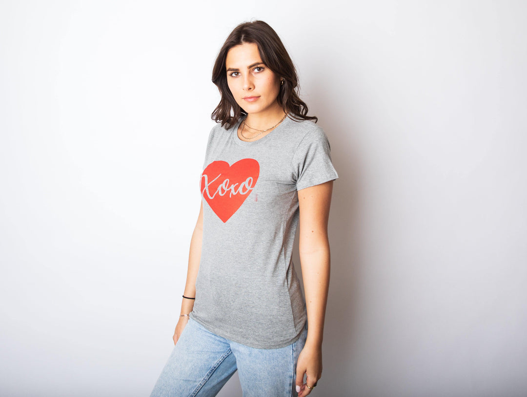 XOXO Script Heart Women's Tshirt  -  Crazy Dog T-Shirts