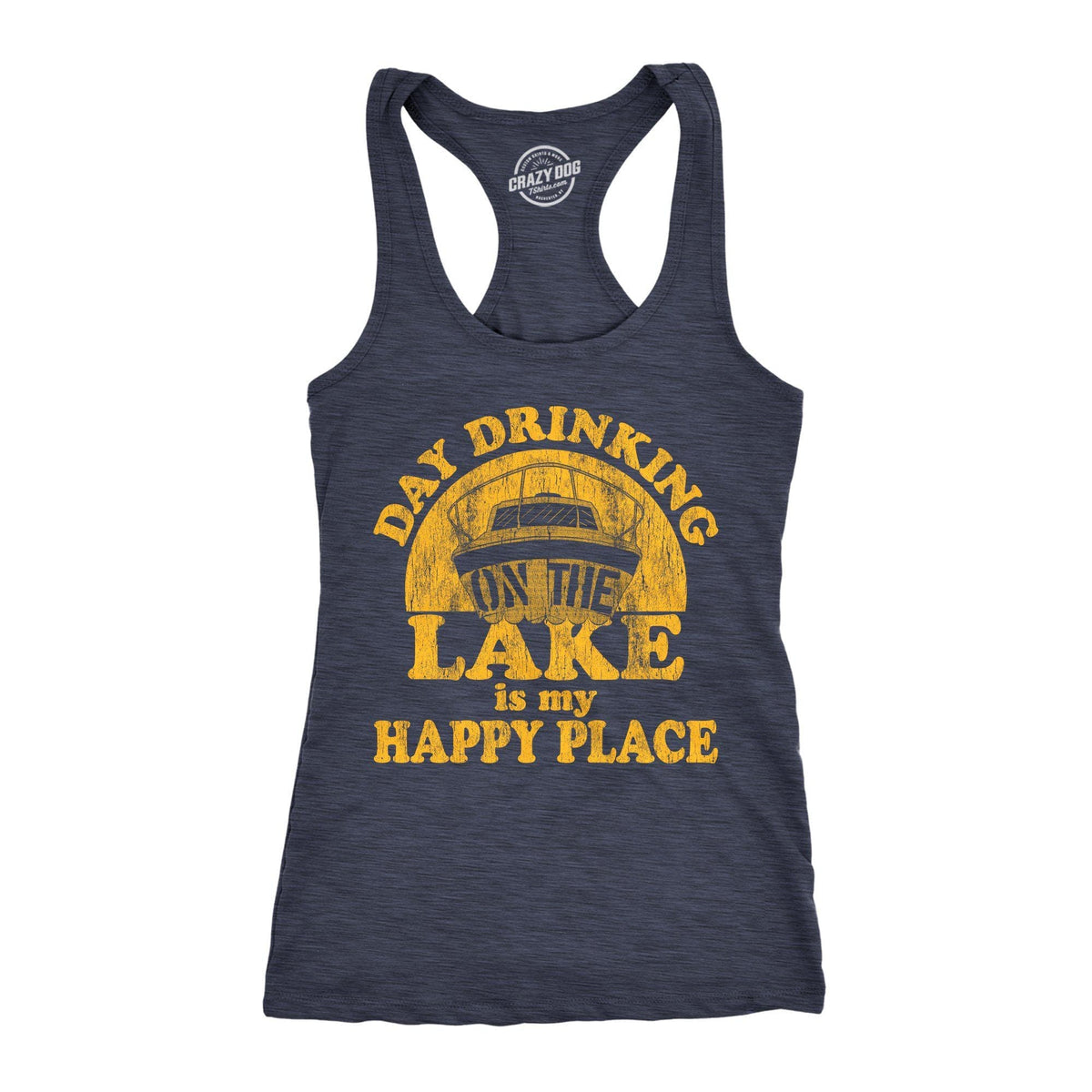 Day Drinking On The Lake Is My Happy Place Women&#39;s Tank Top - Crazy Dog T-Shirts