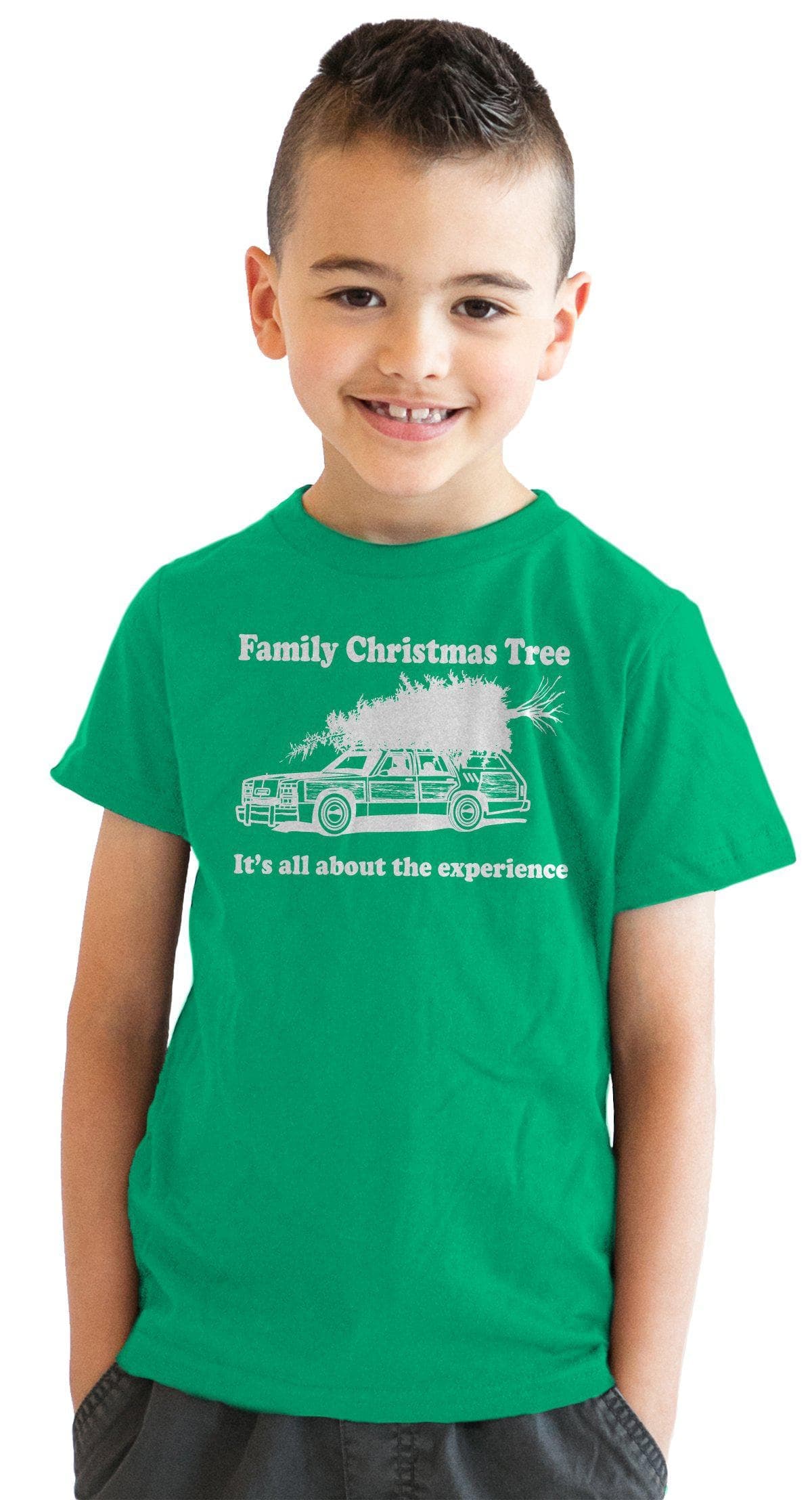 Family Christmas Tree Youth Tshirt - Crazy Dog T-Shirts