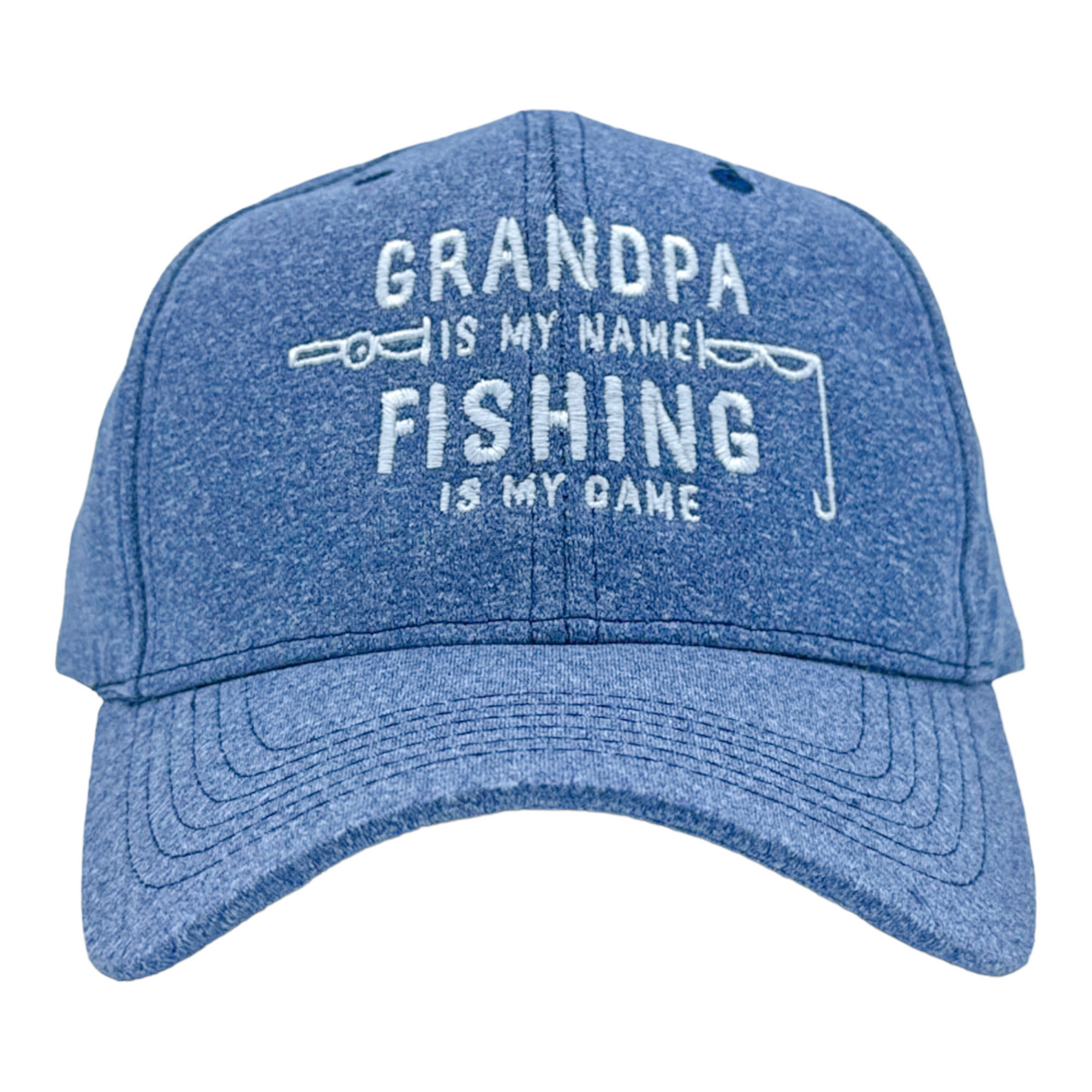 Funny Heather Navy - FISHING Grandpa Is My Name Fishing Is My Game Nerdy Father&#39;s Day Fishing Tee