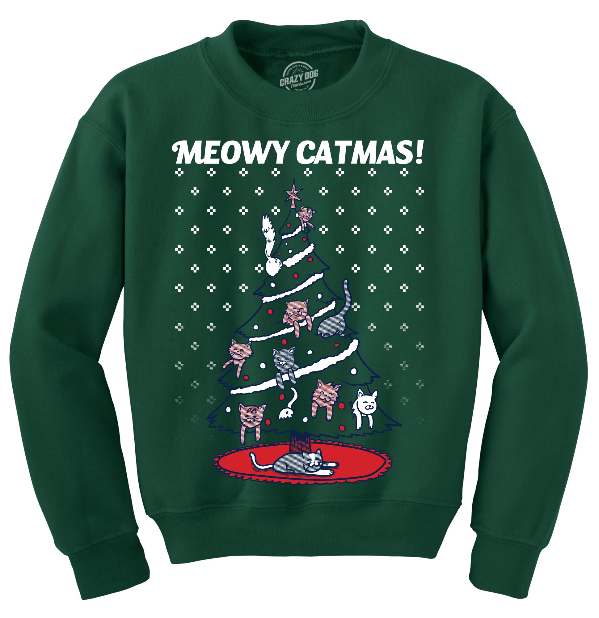 Funny Meowy Catmas Sweatshirt Nerdy Christmas Cat Ugly Sweater Tee
