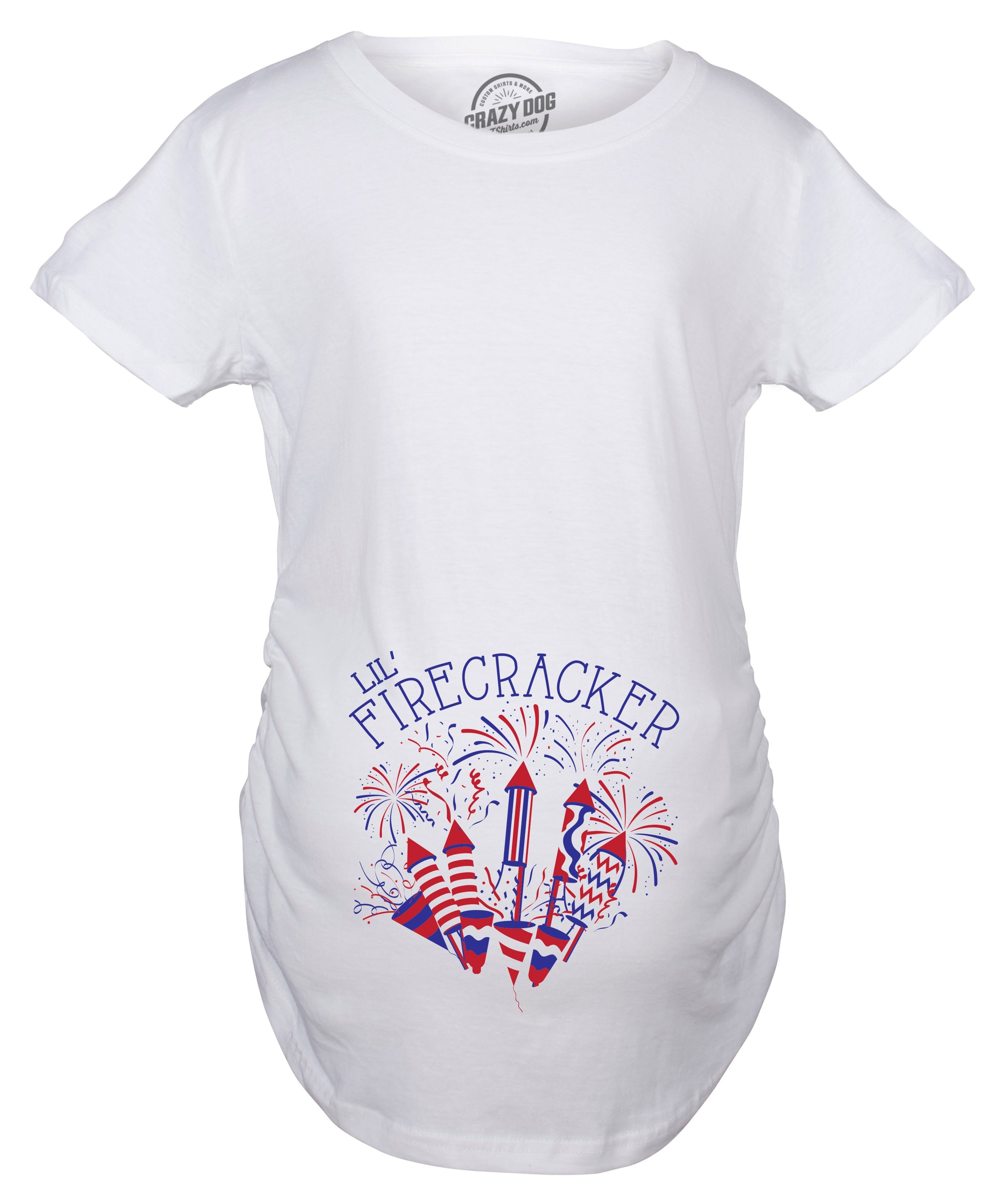 Funny White Lil Firecracker Maternity T Shirt Nerdy Fourth of July Tee