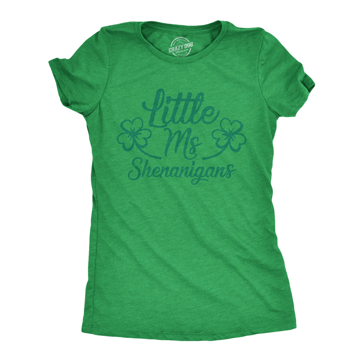 Funny Heather Green Little Ms Shenanigans Womens T Shirt Nerdy Saint Patrick&#39;s Day retro Tee