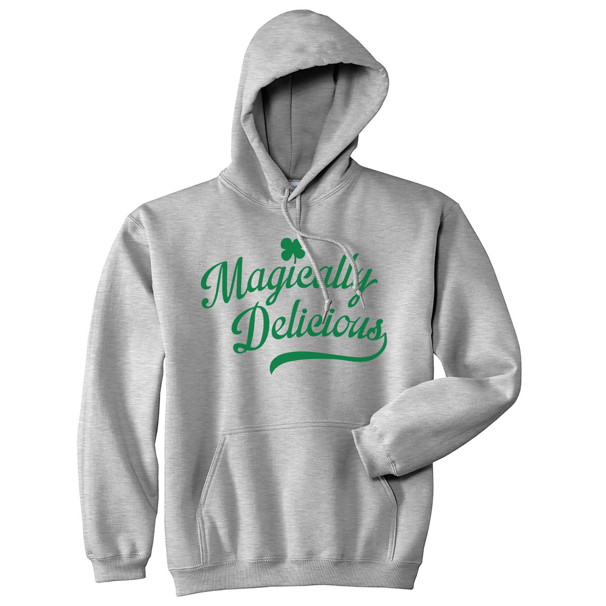 Funny Light Heather Grey Magically Delicious Hoodie Nerdy Saint Patrick's Day Food Tee