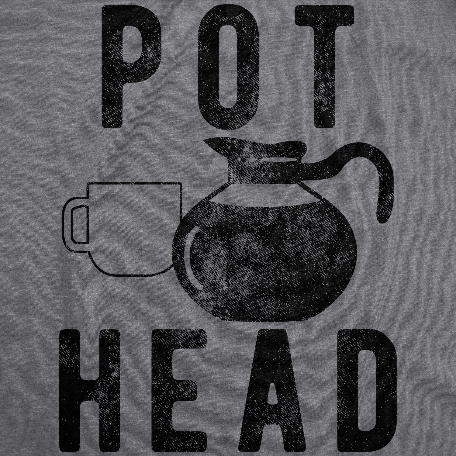 Funny Dark Heather Grey Pot Head Womens T Shirt Nerdy Coffee Tee